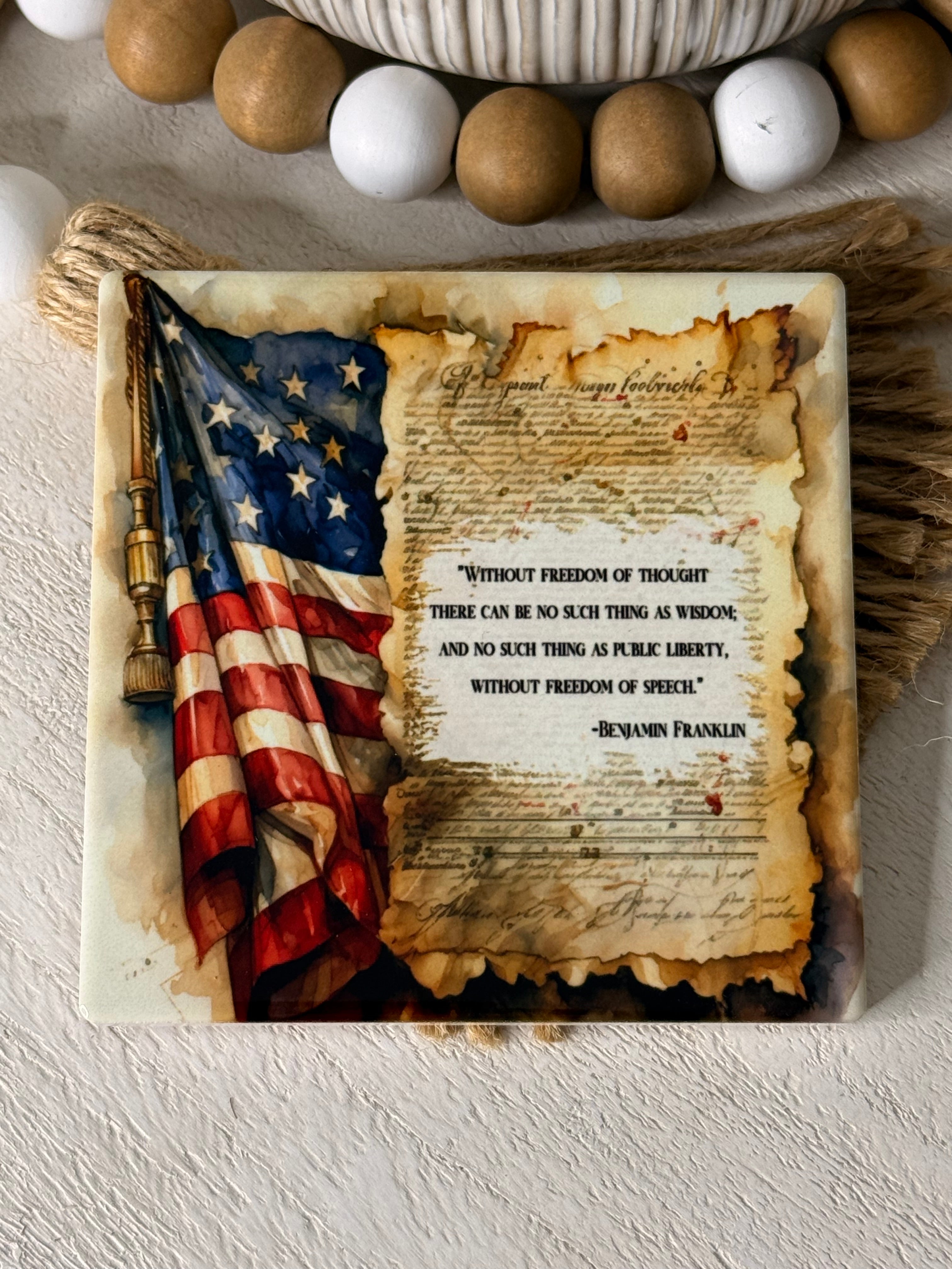 Benjamin Franklin Ceramic Coaster