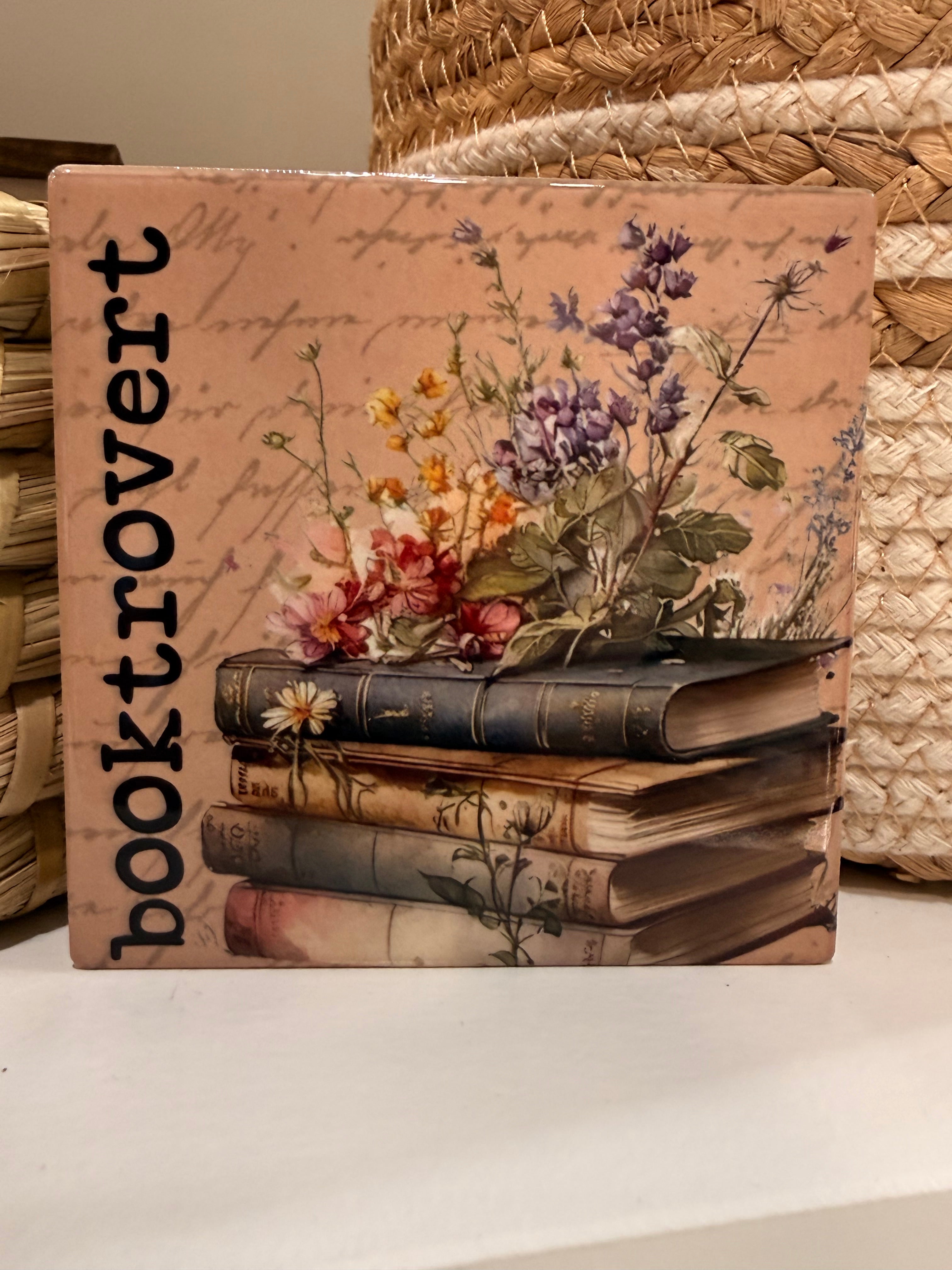 Booktrovert Ceramic Coaster