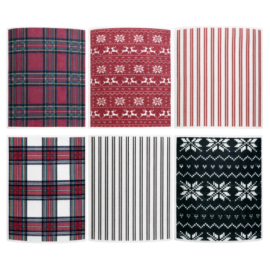 *NEW* Holiday Pattern Swedish Dishcloths, Set of 6