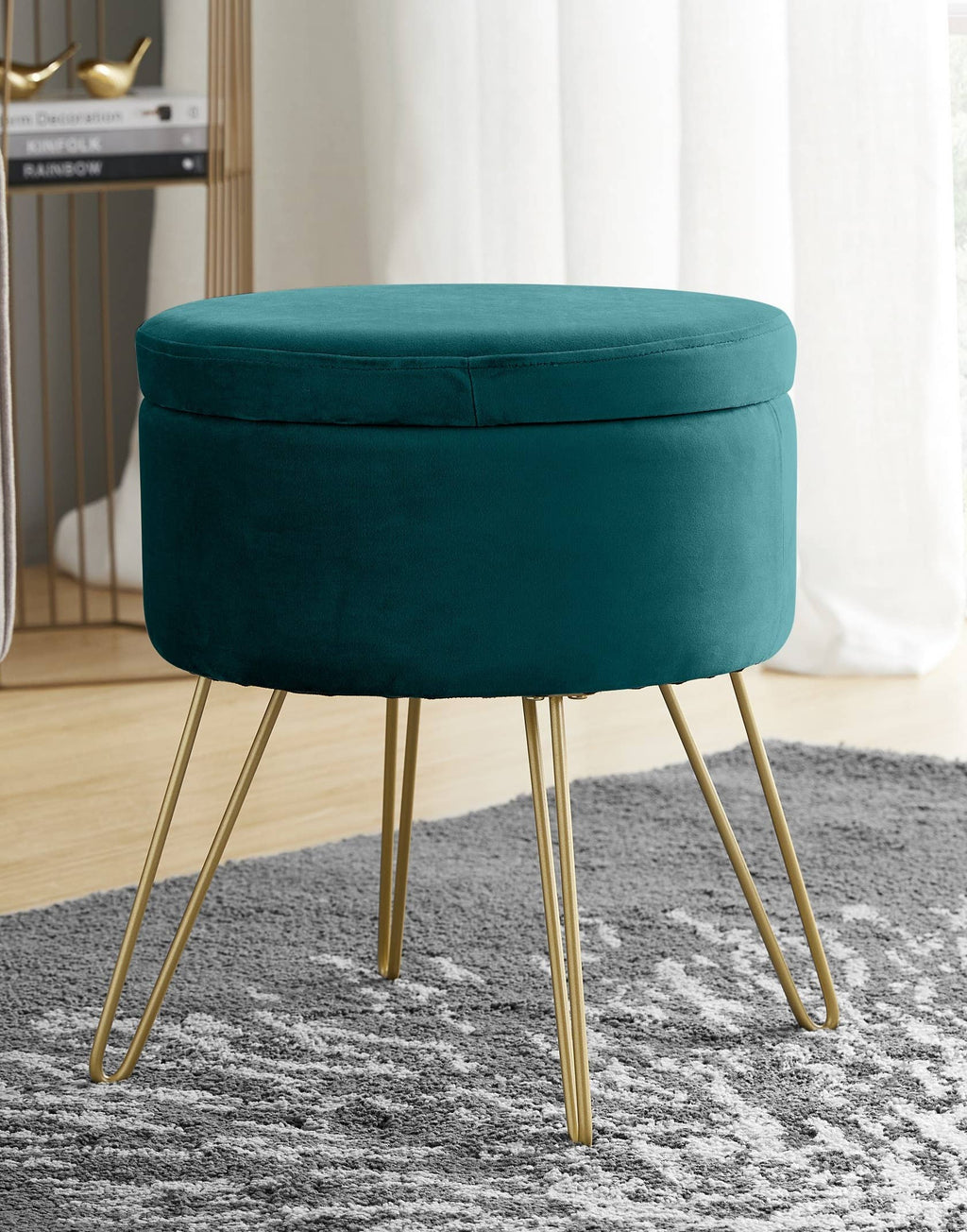 Round Velvet Storage Ottoman
