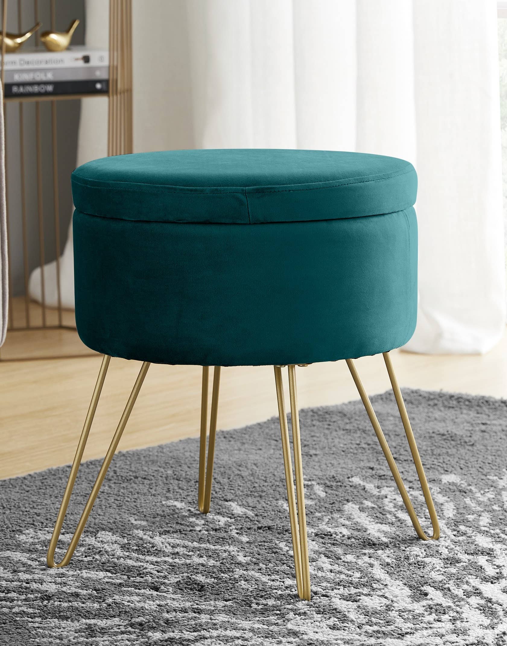 Round Velvet Storage Ottoman