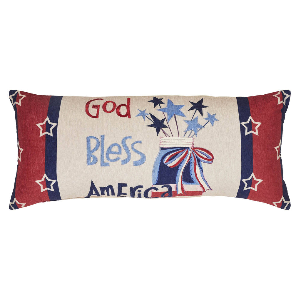 Americana Embroidered Mason Jar Stars Pillow 12x28