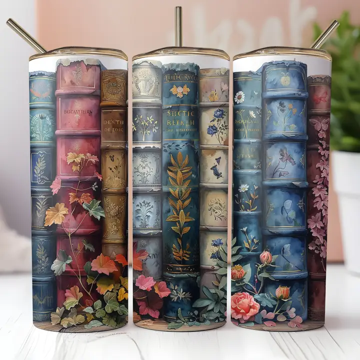 Floral Books 20oz Skinny Tumbler