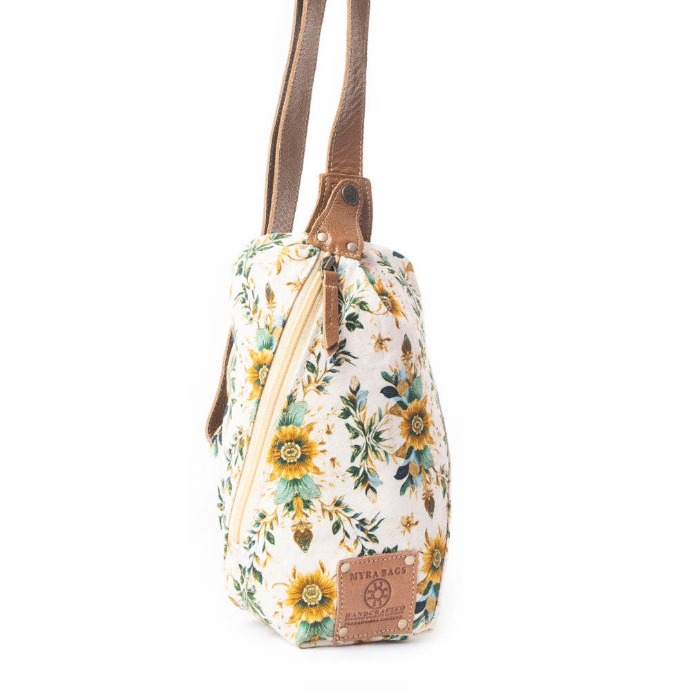 Oasis Blooms Fanny Pack In Brown & White Myra Bag