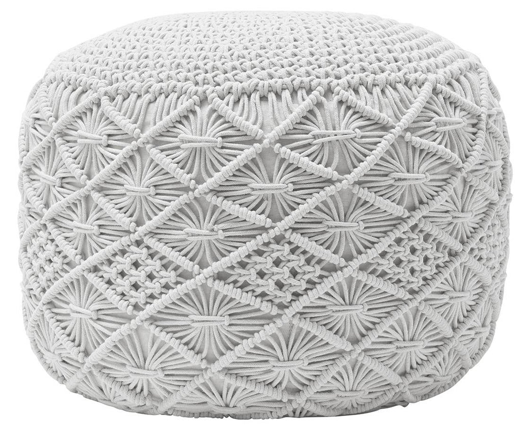 Cotton Macrame Braid Pouf Ottoman