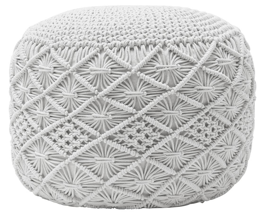Cotton Macrame Braid Pouf Ottoman