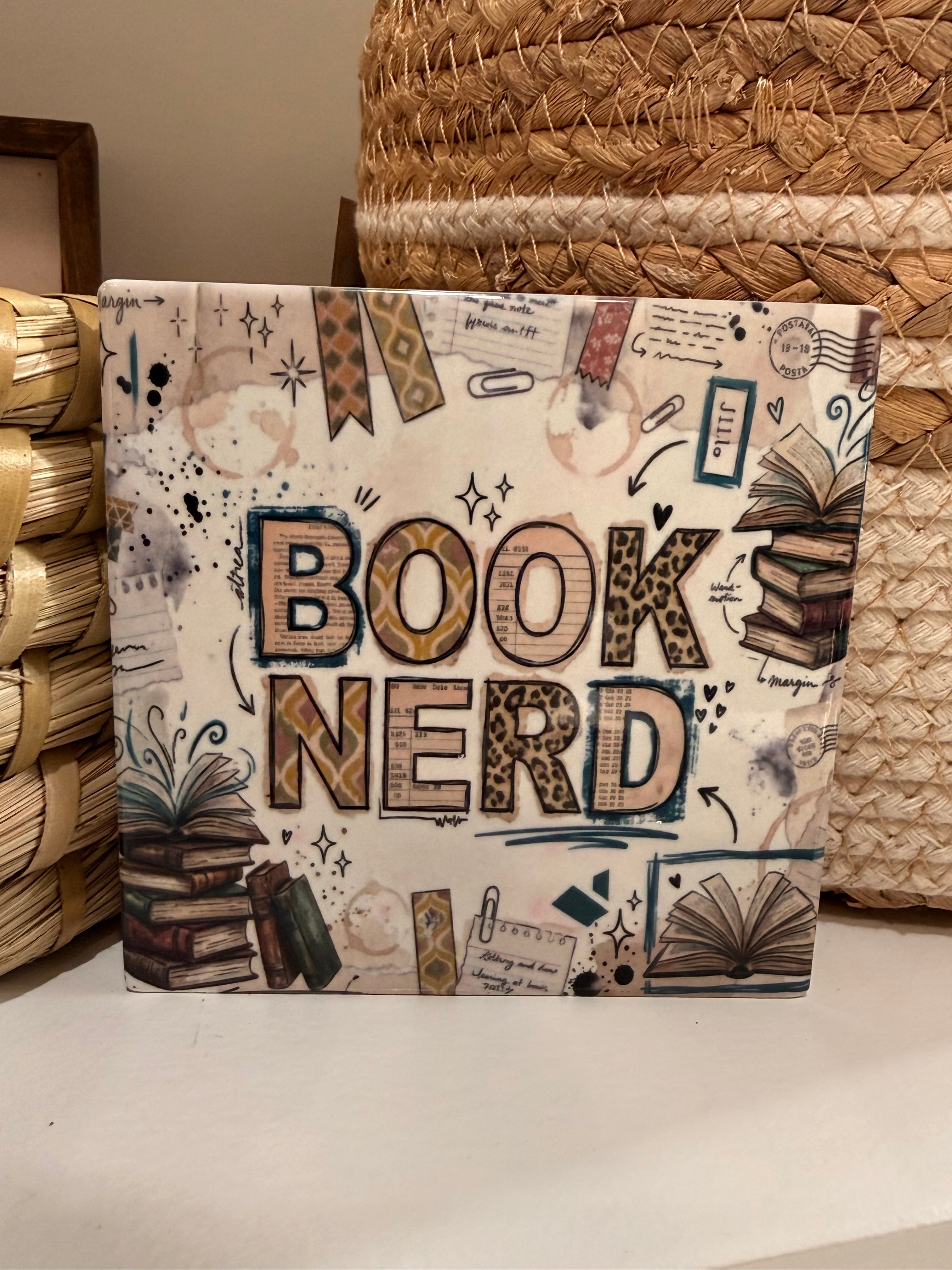 Book Nerd Ceramic Coaster