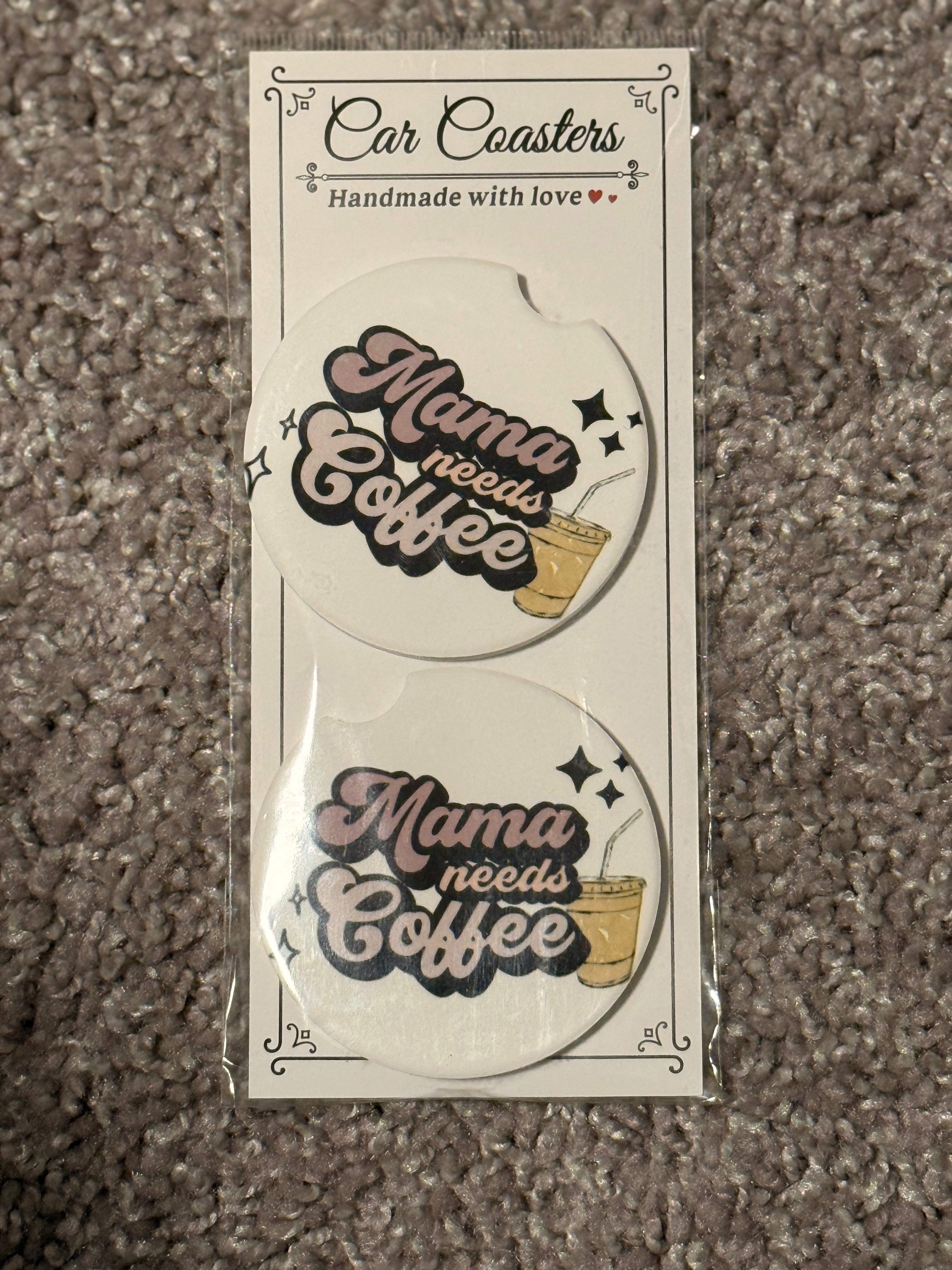Mama Needs Coffee Ceramic Car Coaster