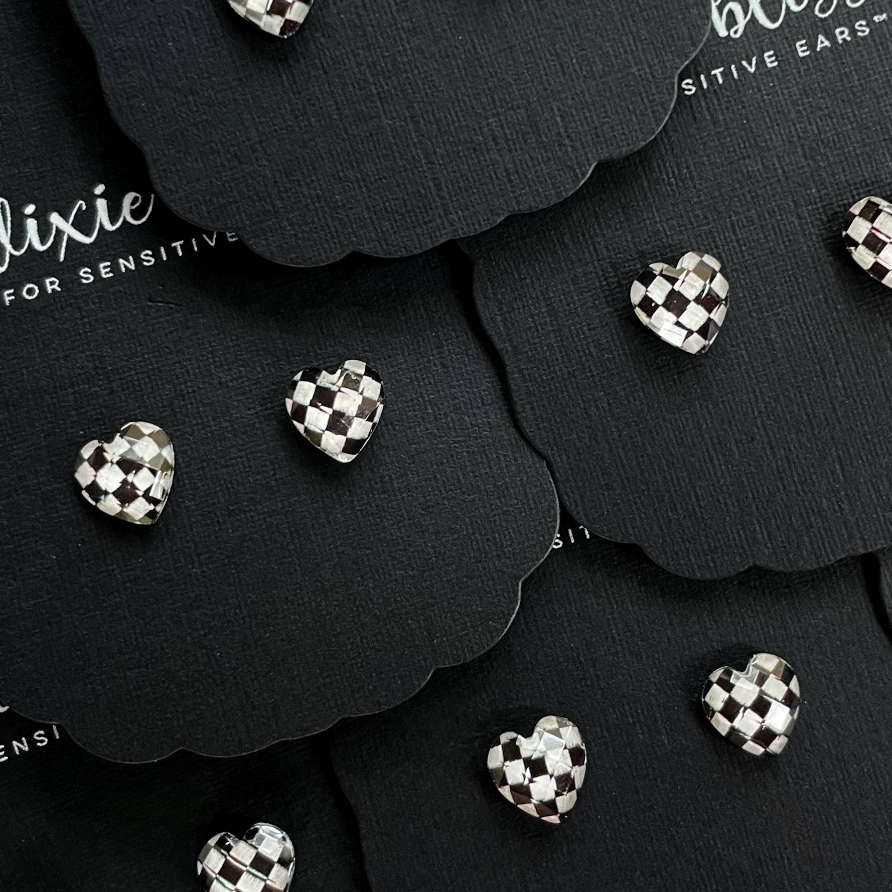 Ready, Set, Love! Checkered Hearts Earrings