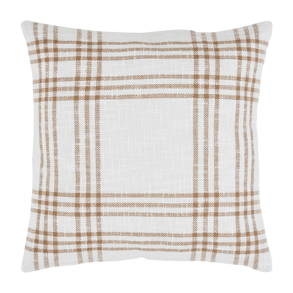 Wheat Plaid Fabric Pillow 18x18