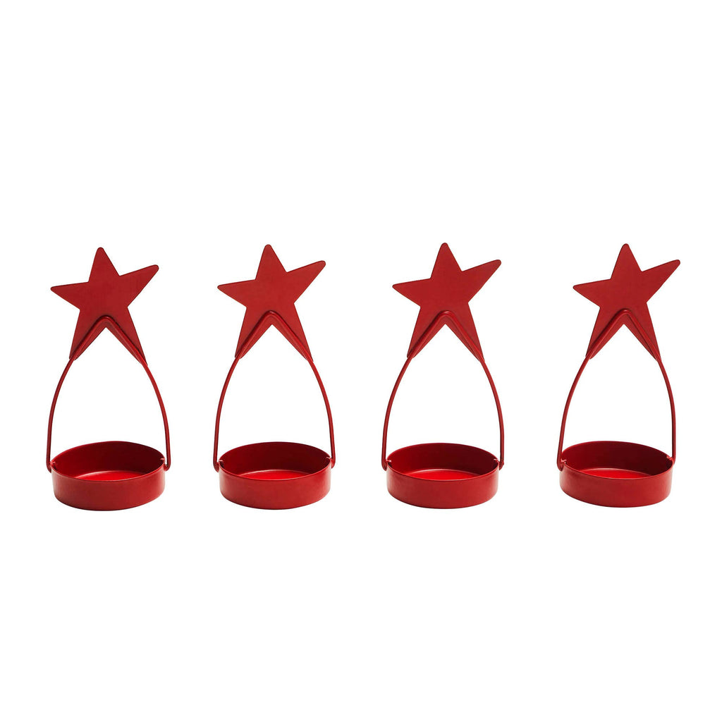 Star Tealight Holder Barn Red 4x1.75x1.75