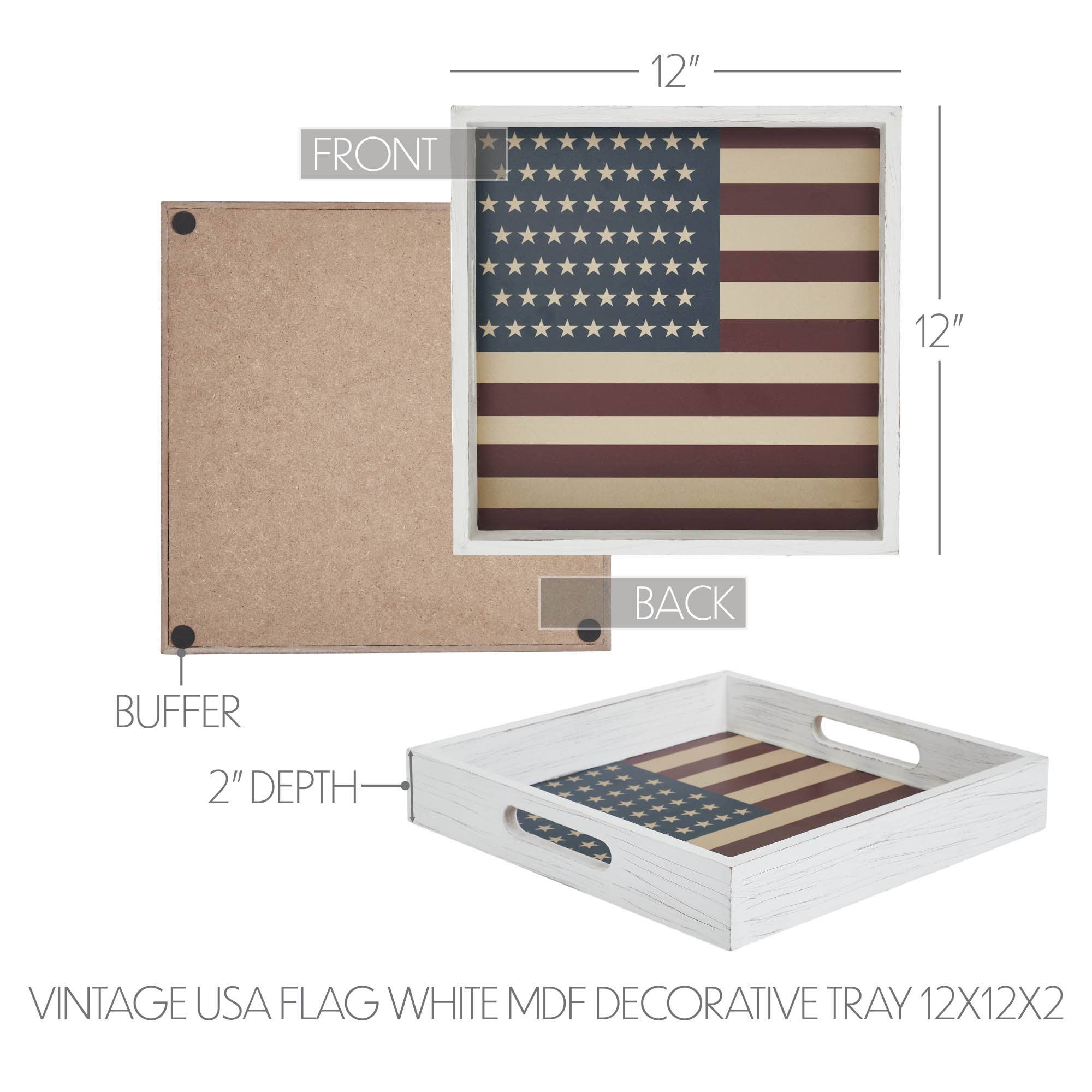 Decorative  Flag Tray Vintage USA 12x12x2