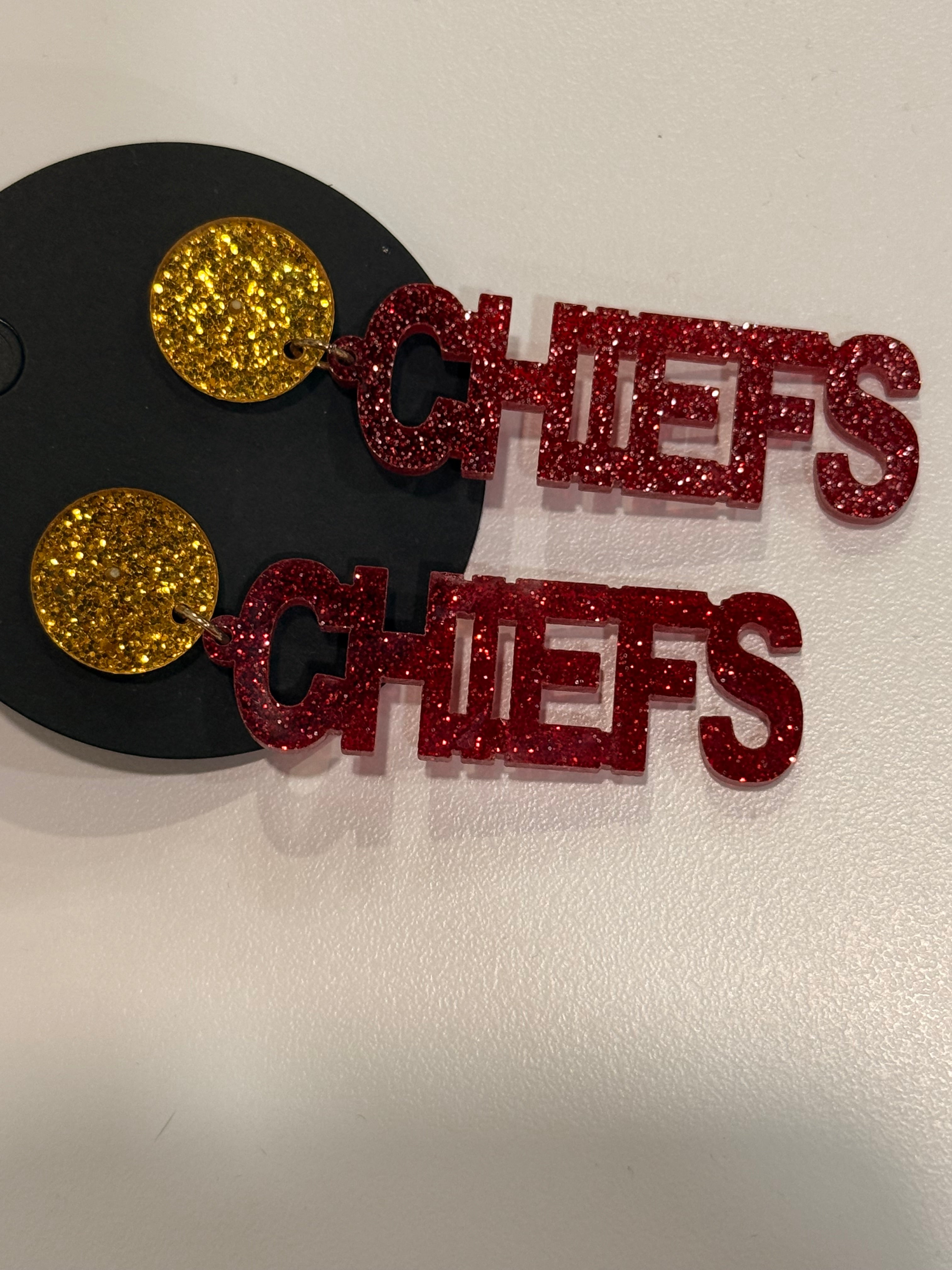 Acrylic Glitter Chiefs Earrings