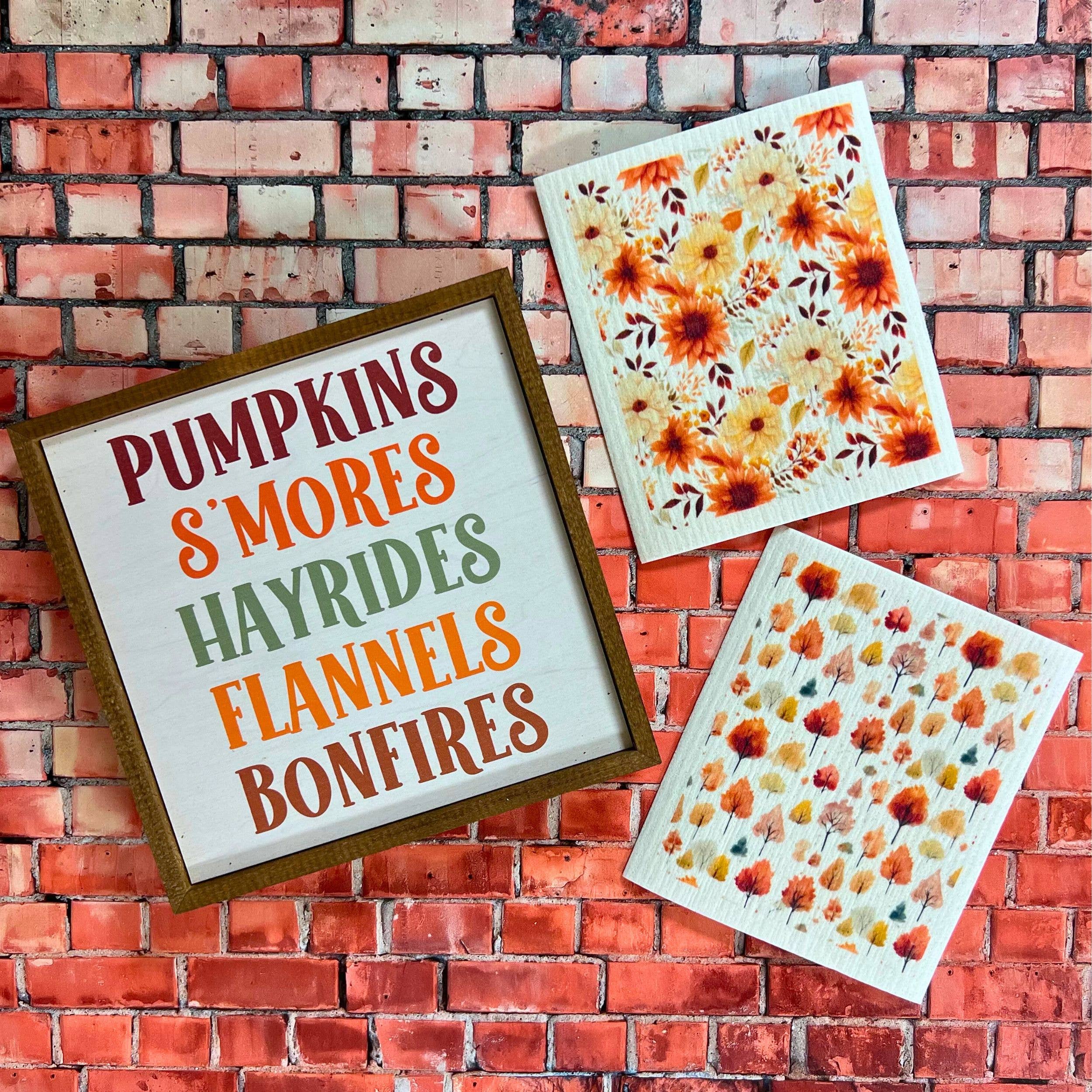 Fall Harvest Mums Swedish Dishcloths