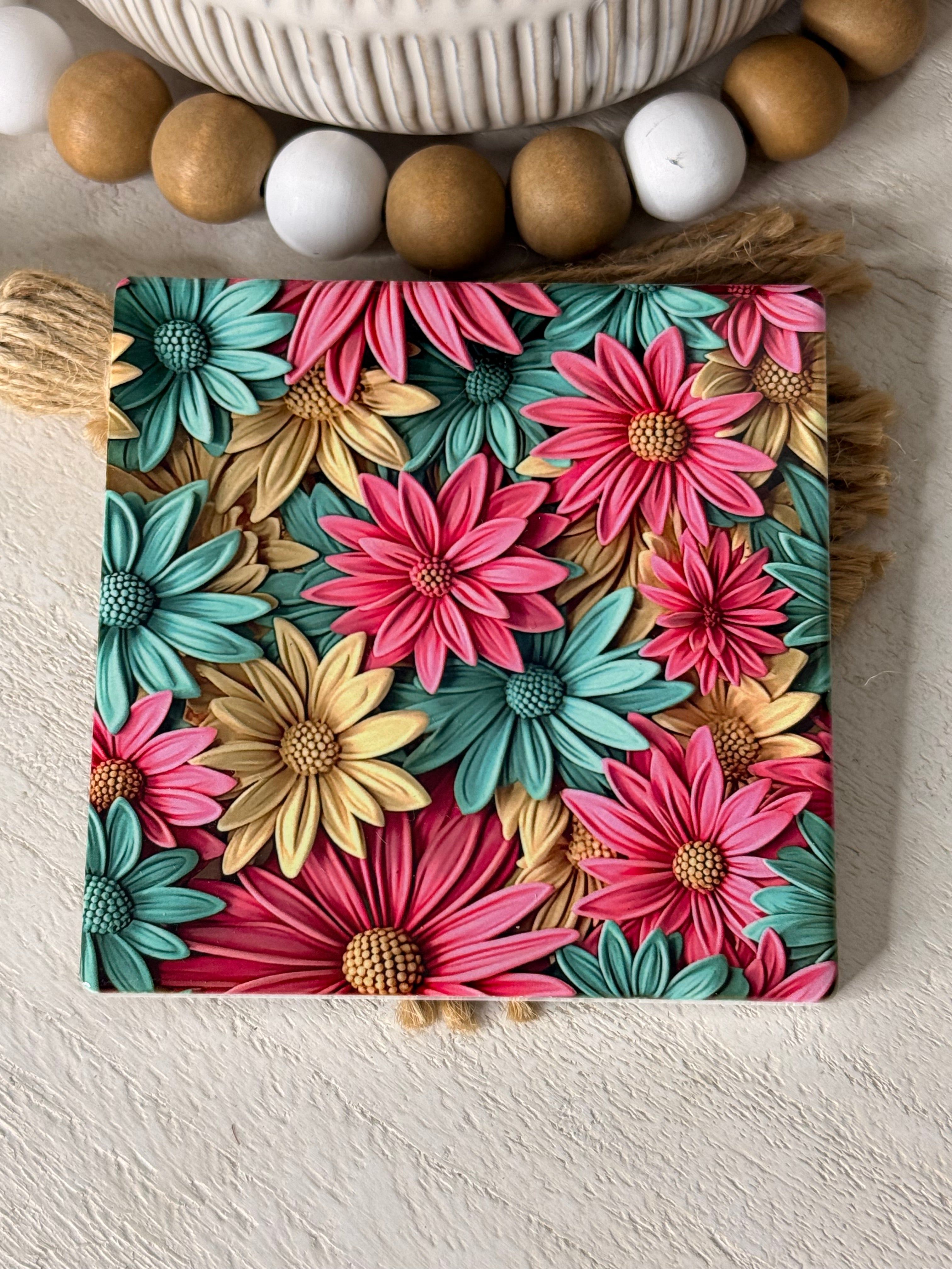 Spring Flowers Ceramic Coaster