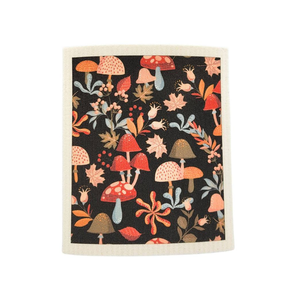 Fall Mushroom Pattern Swedish Dishcloth - Fall Kitchen