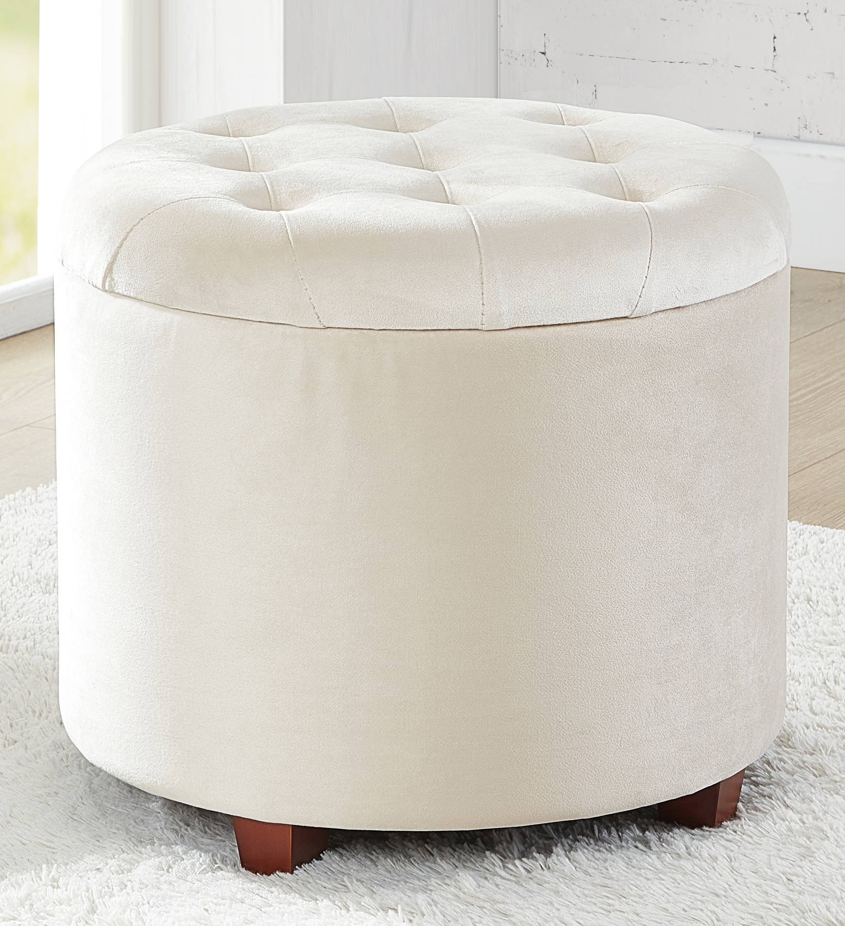 Donovan Round Tufted Storage Ottoman