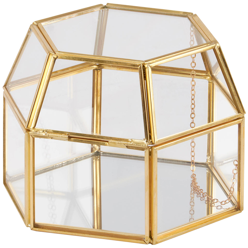 Glass Hexagon Hinged Box