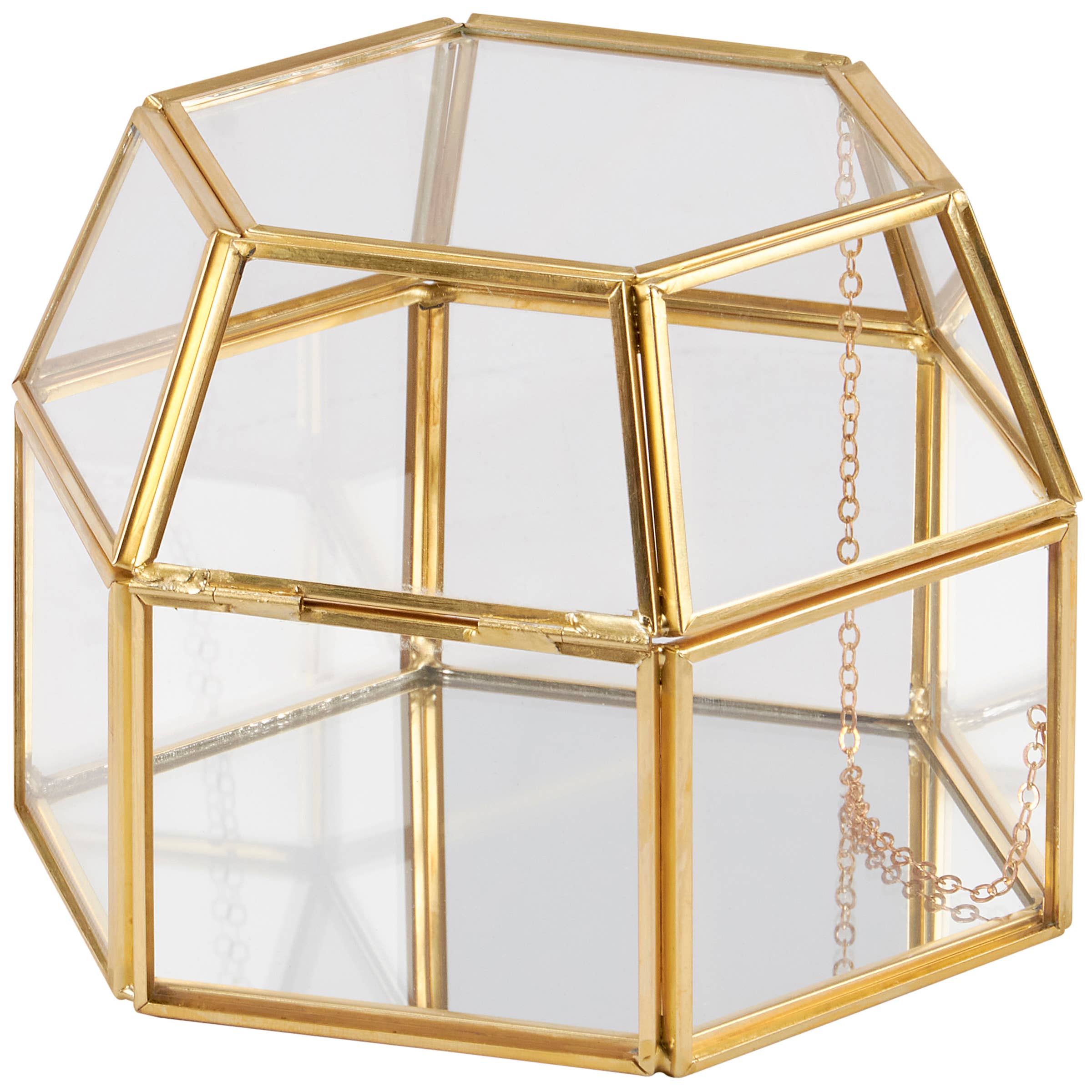 Glass Hexagon Hinged Box