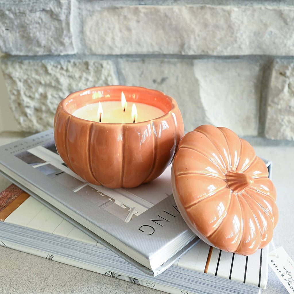 Fall Ceramic Pumpkin 16 oz: Brown Butter Pumpkin Candle