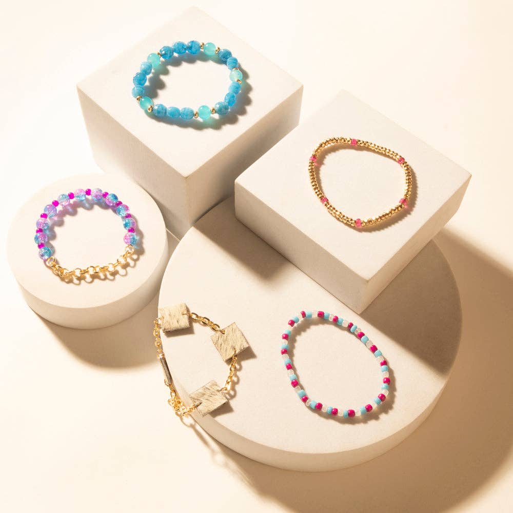 Boho Graffiti Stack Bracelet in Prairie Blue Myra Bag
