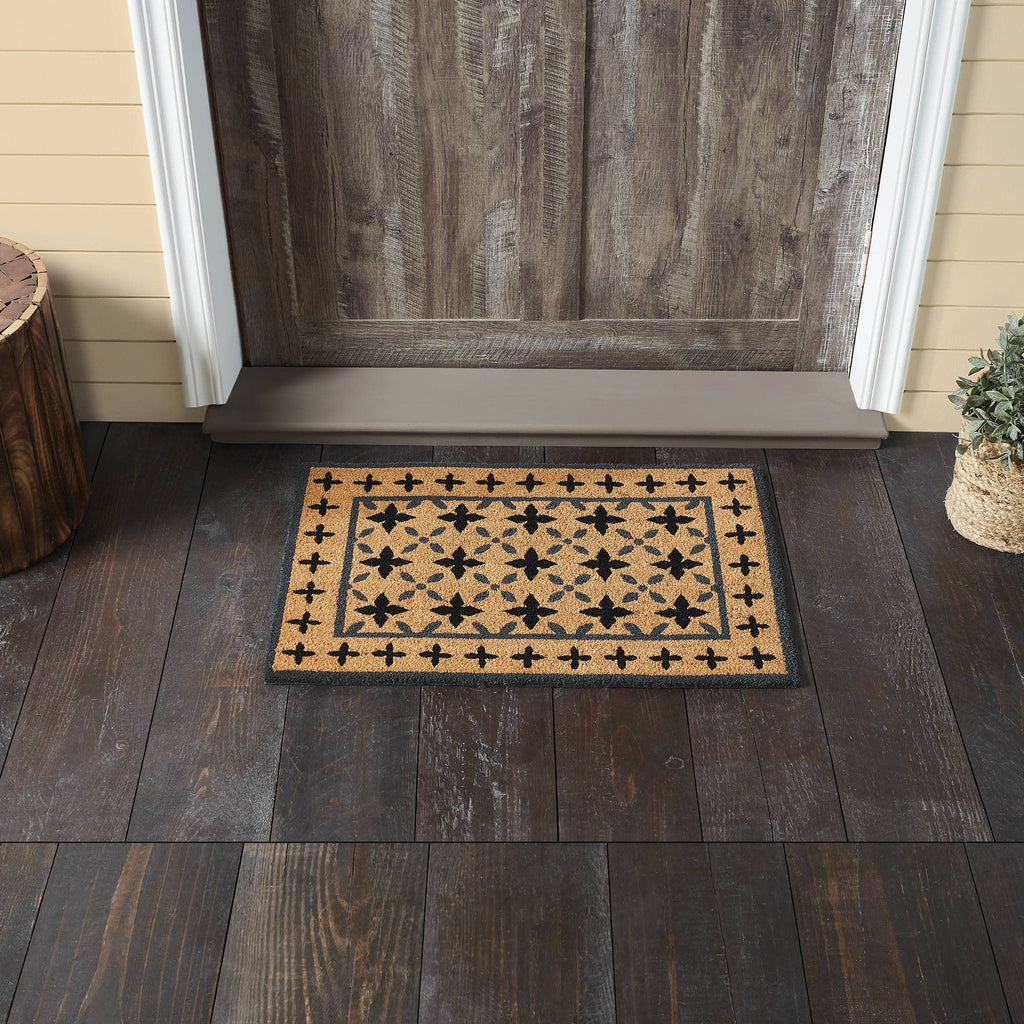 Charleston Mosaic Black Grey Coir Rug 20x30