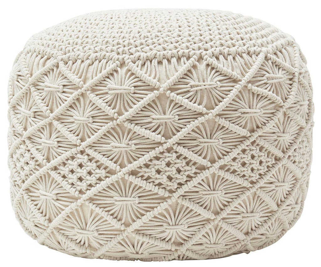 Cotton Macrame Braid Pouf Ottoman