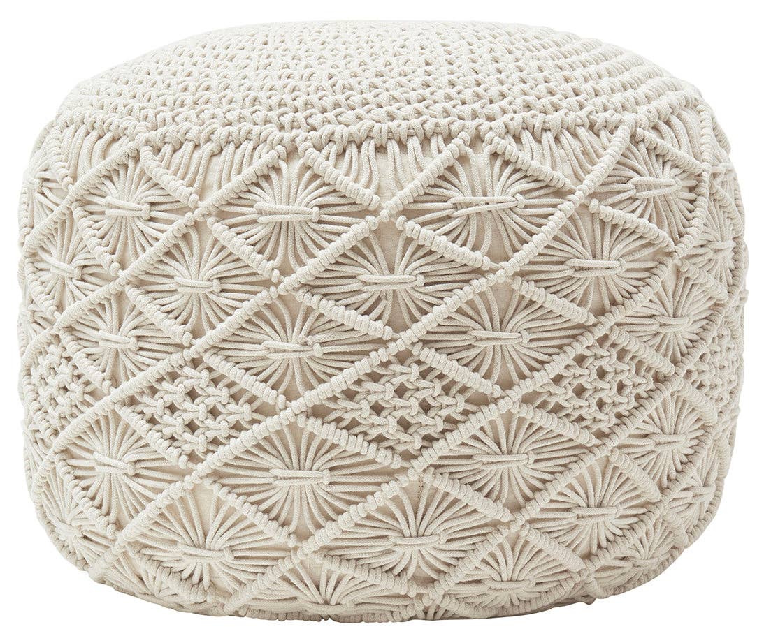 Cotton Macrame Braid Pouf Ottoman