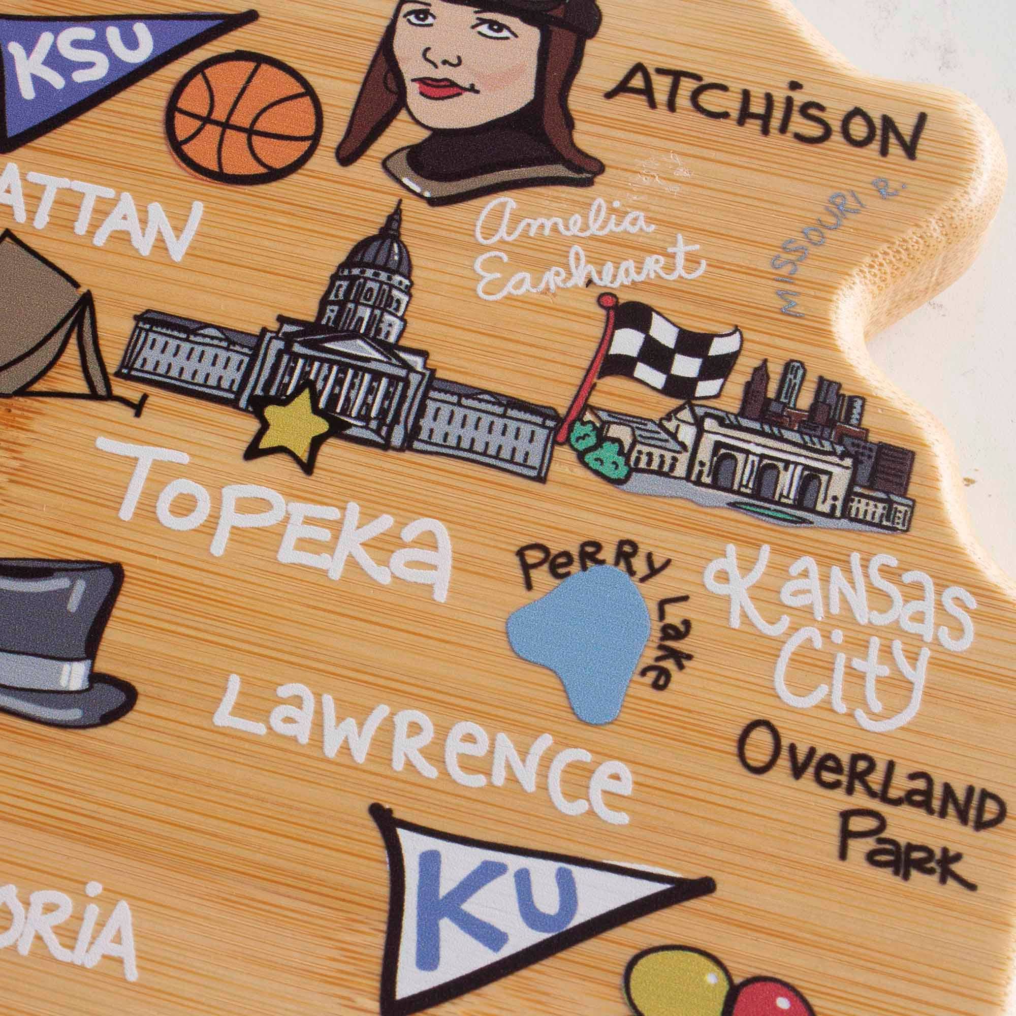 Kansas Cutting Board with Artwork by Fish Kiss™