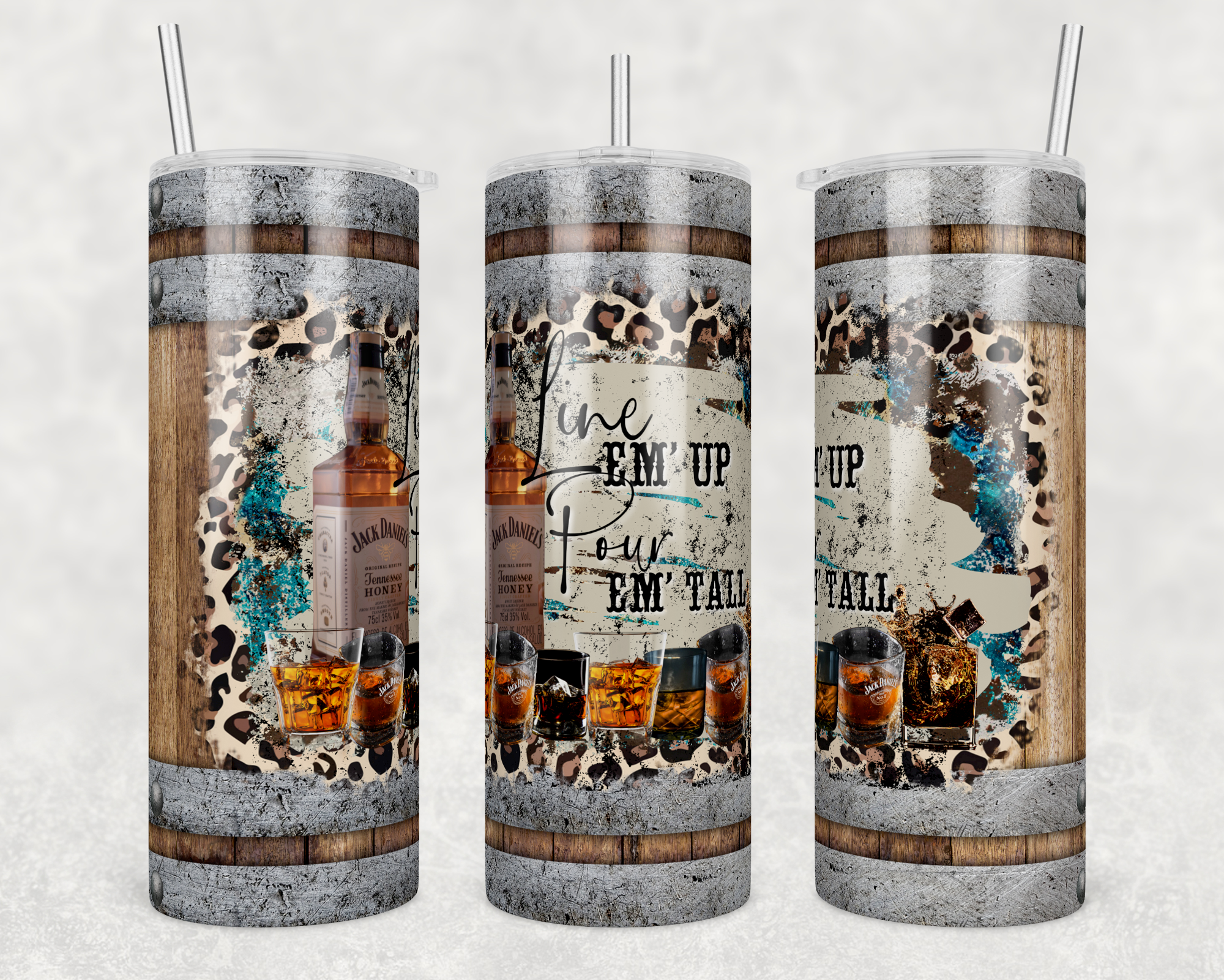 Line em Up Whiskey 20oz Skinny Tumbler