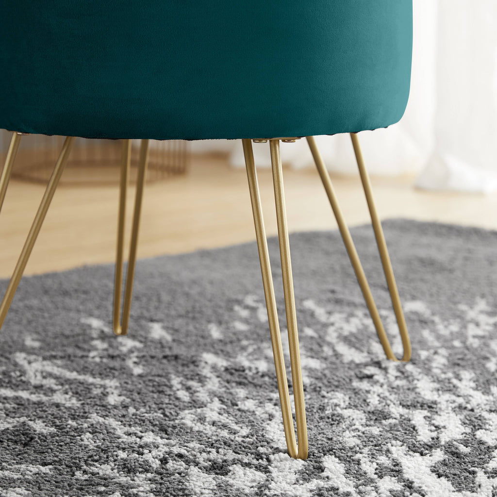 Round Velvet Storage Ottoman