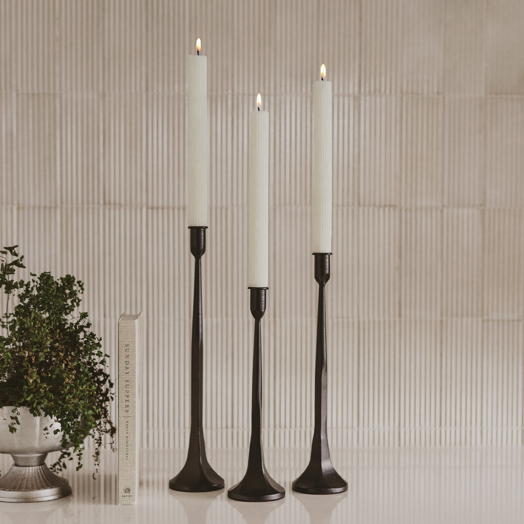 Fluted 10" Taper Candles, Set of 3