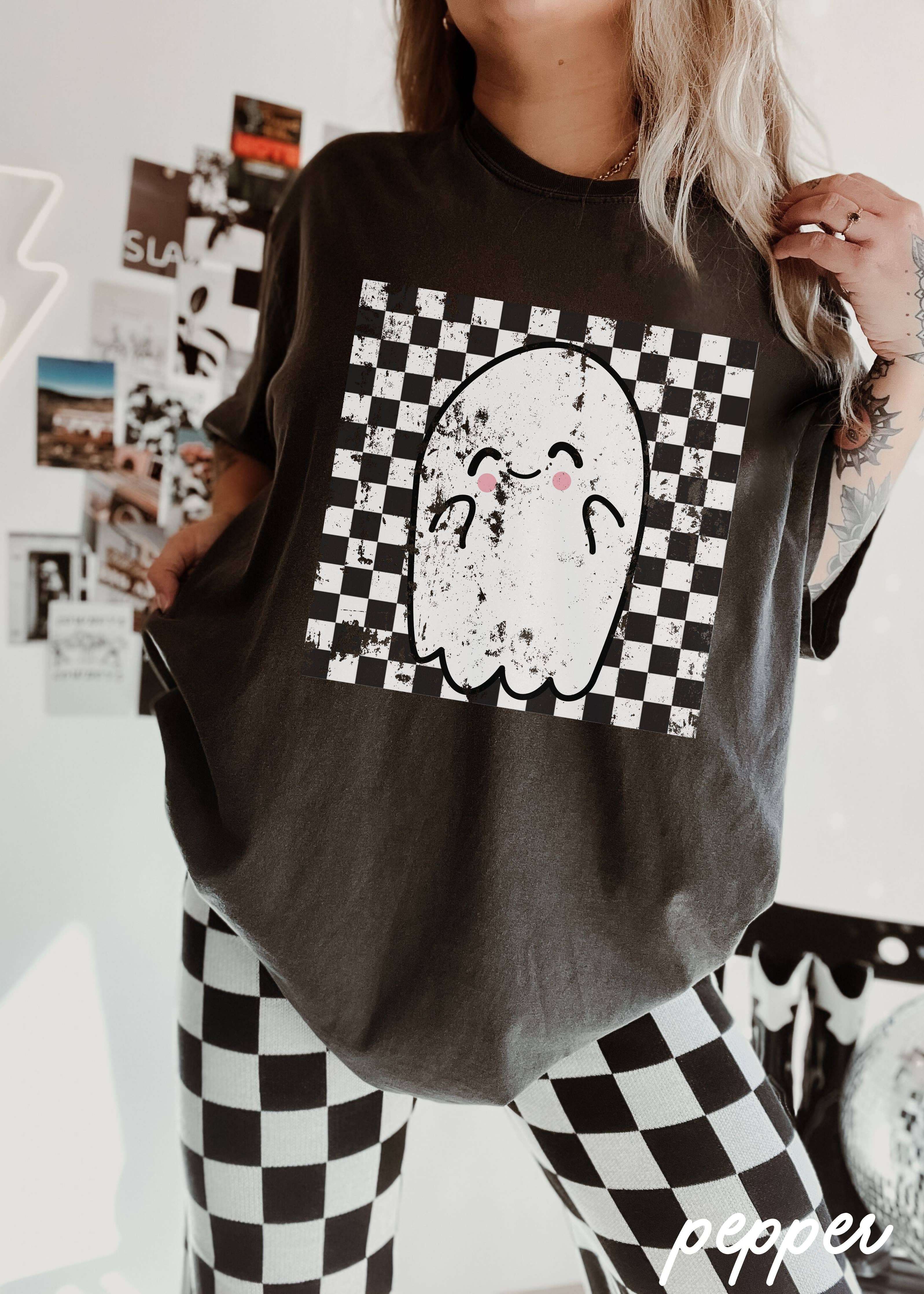 Checkered Ghost Graphic Tee
