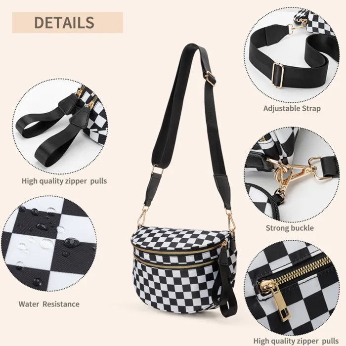Nylon Waterproof Multi-Compartment Crossbody Bag
