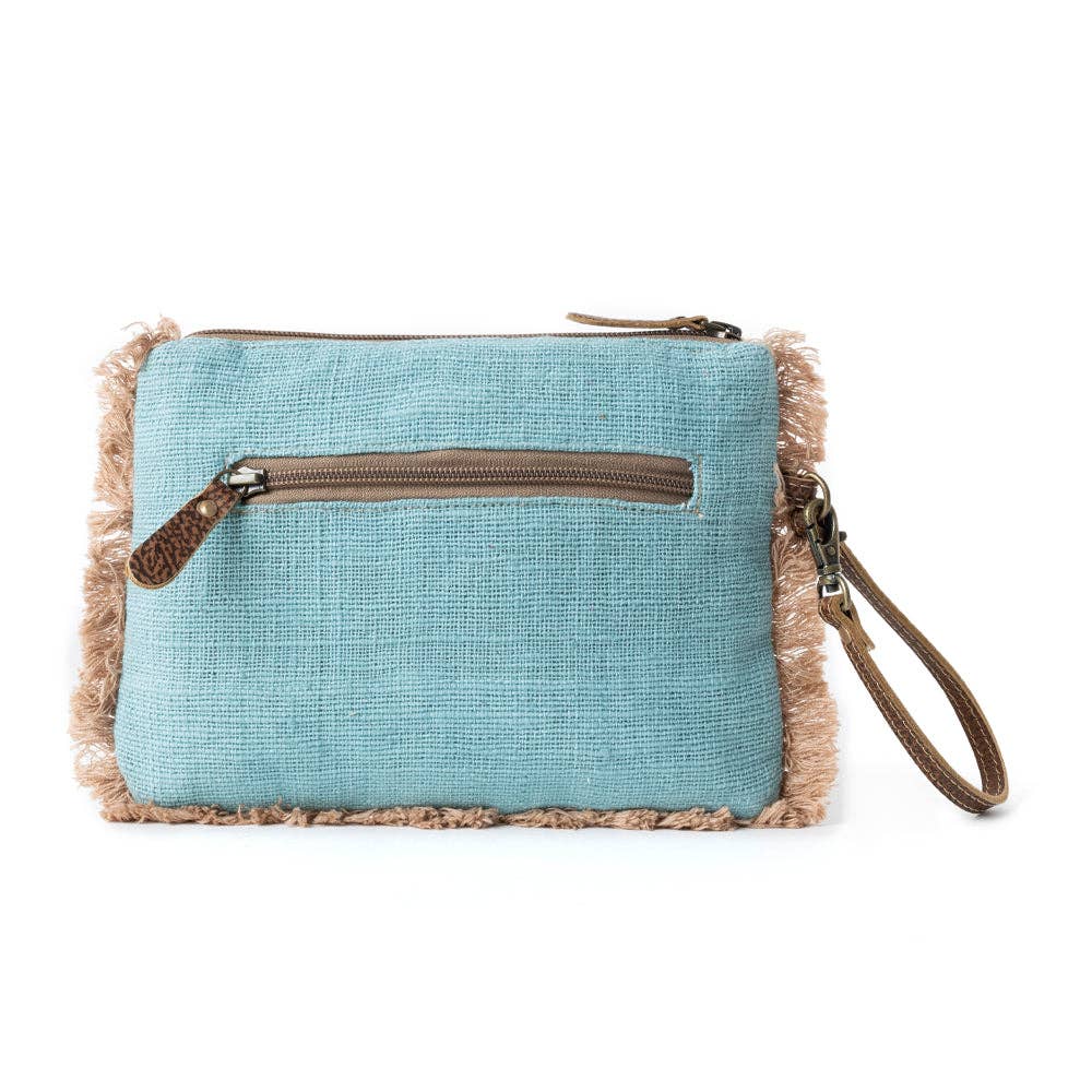 Mystic Meadow Embroidered Pouch in Boho Blue Myra Bag