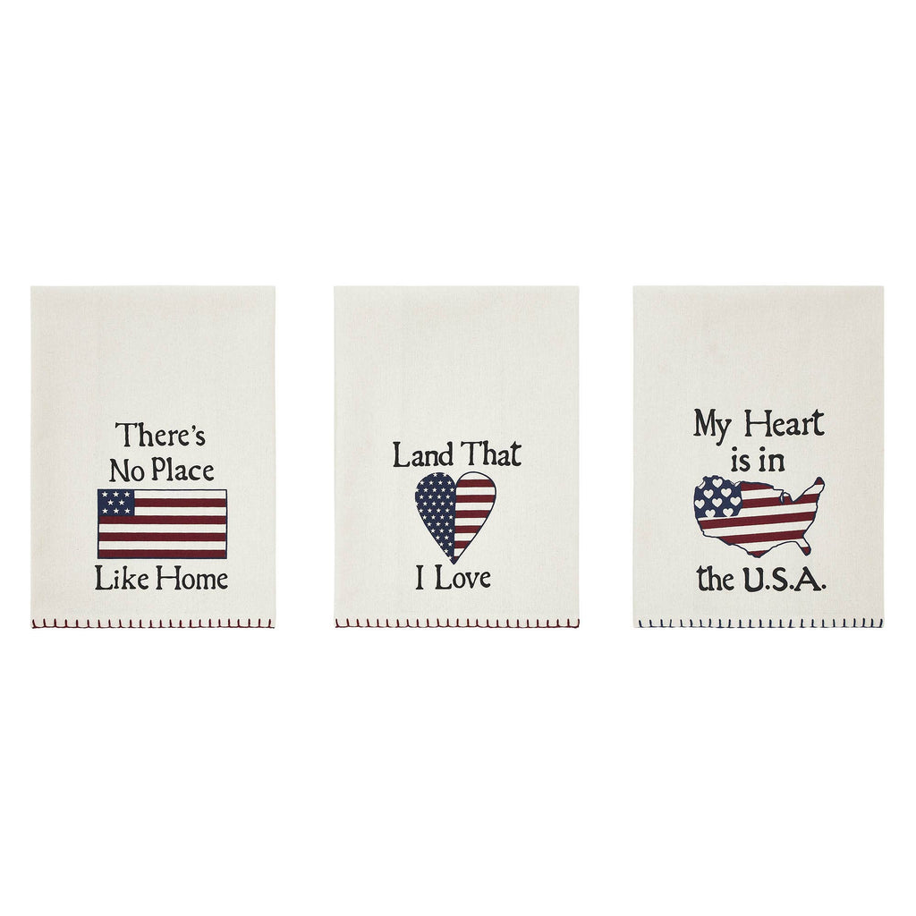 The Land That I Love Americana Tea Towel Set of 3 16x28