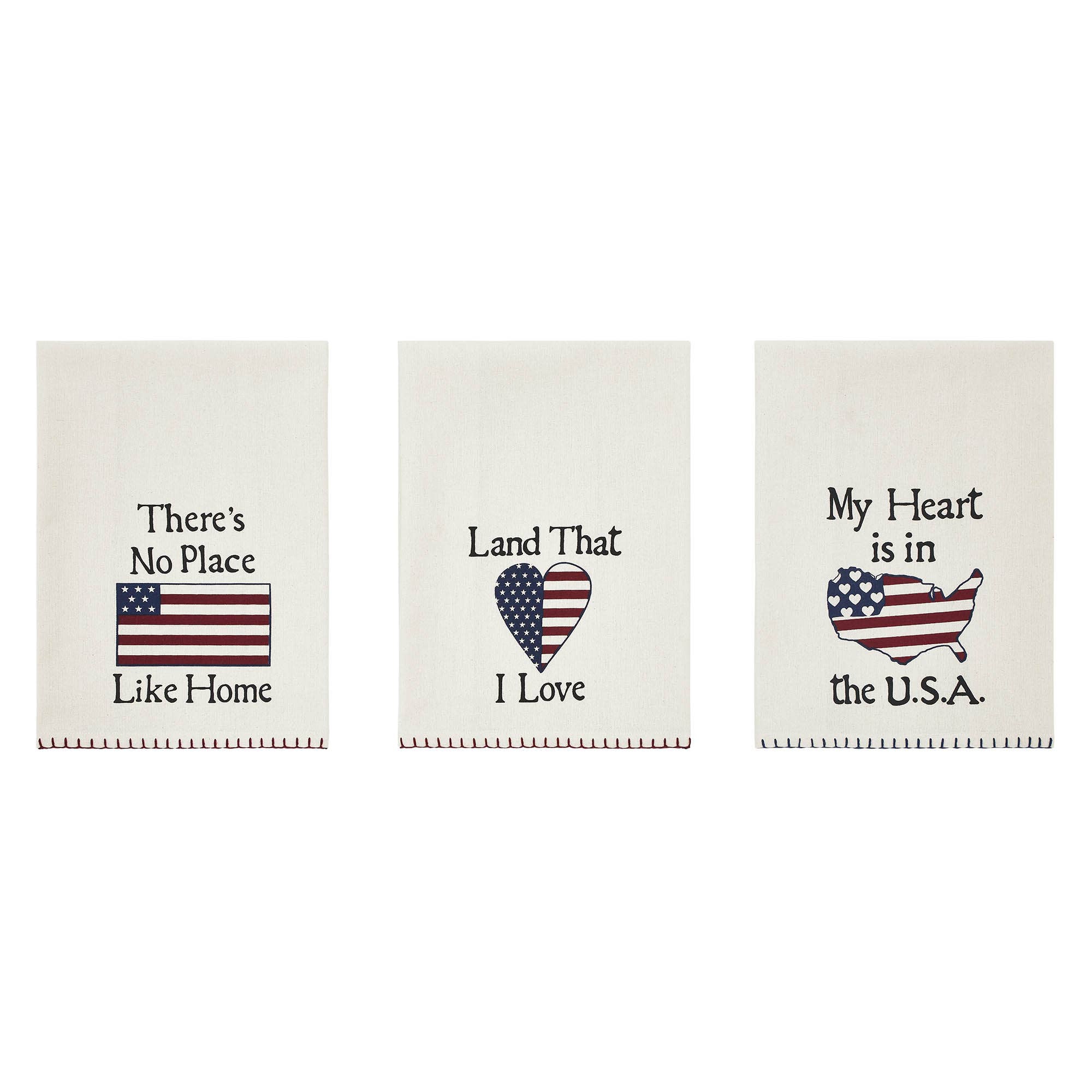 The Land That I Love Americana Tea Towel Set of 3 16x28