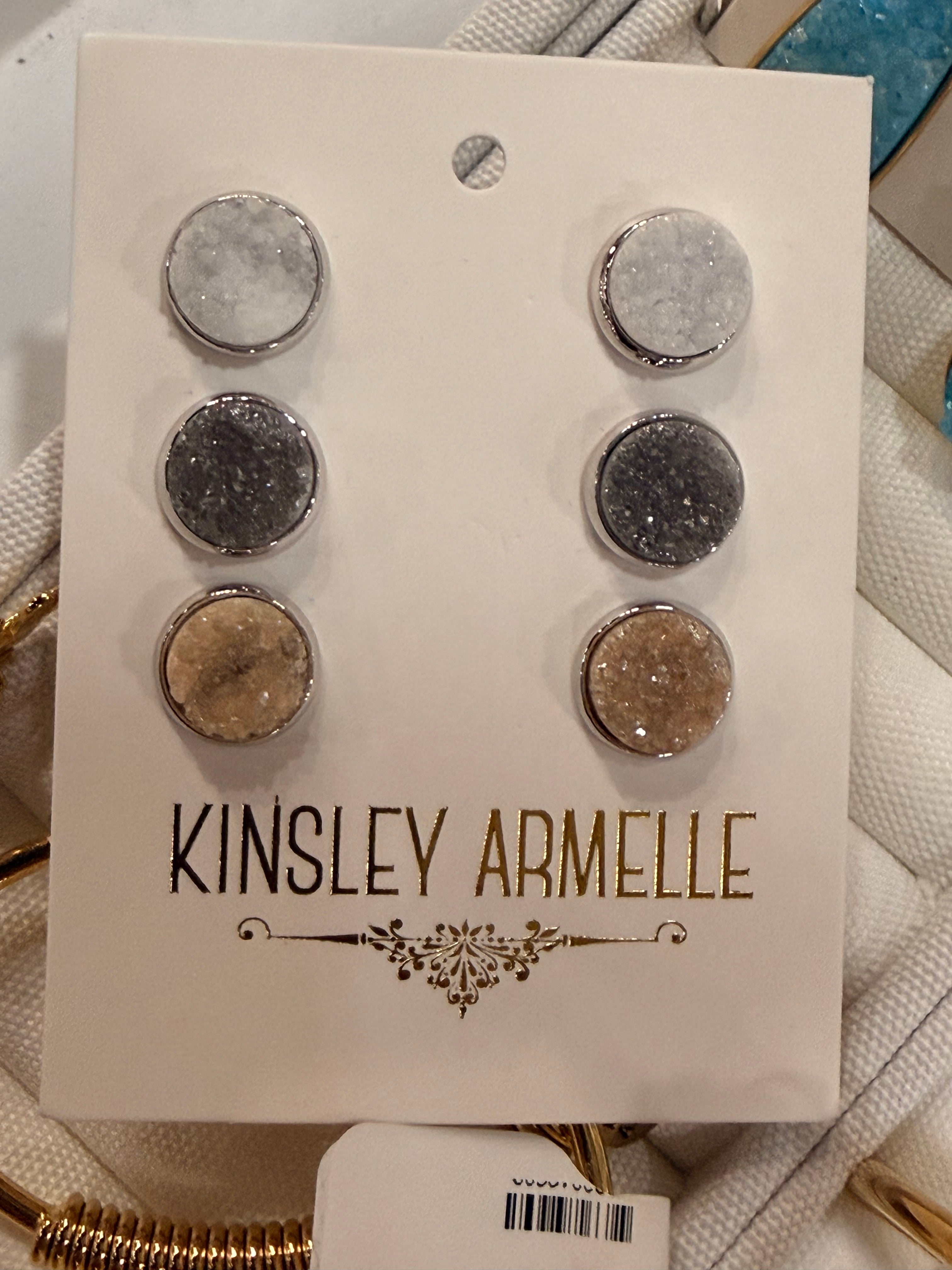 Kinsley Armelle Stone Collection - Silver Quartz Earring Set