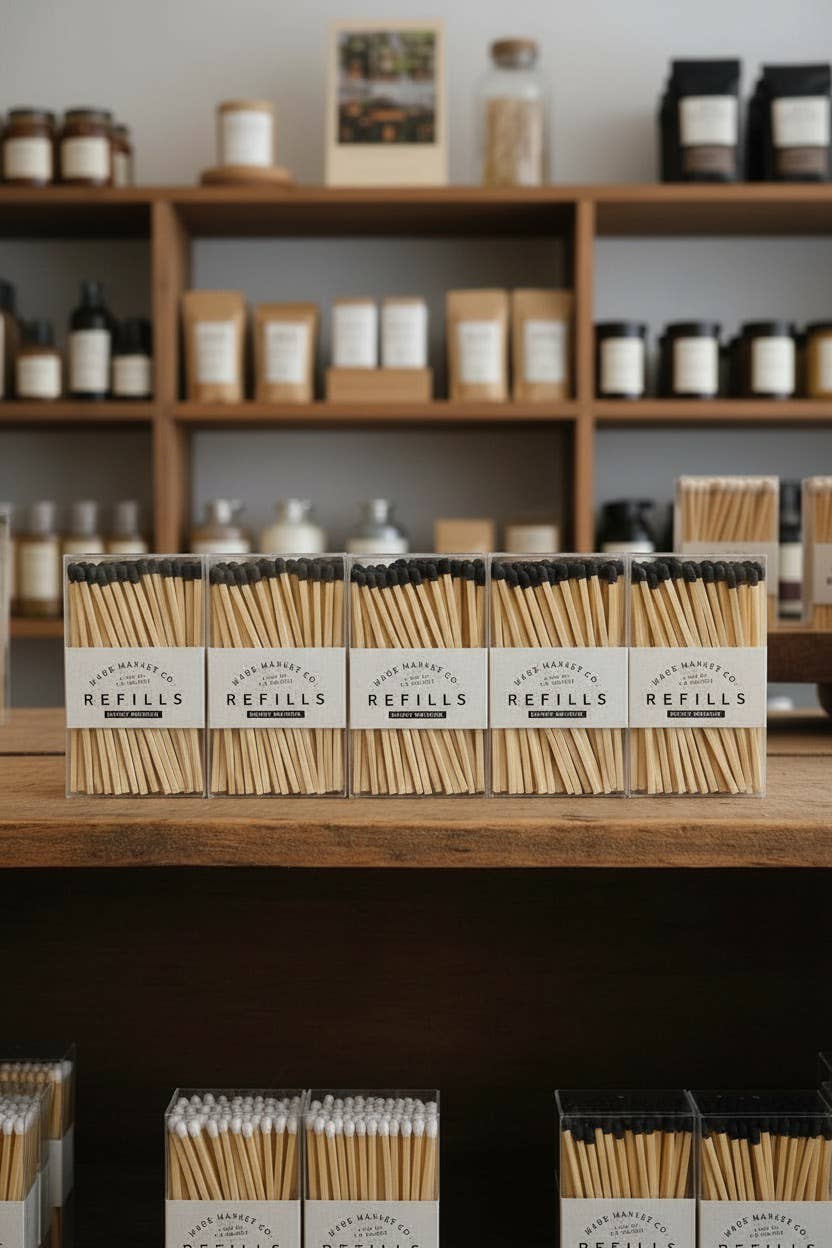 Refills of Wooden Safety Matches Cottage Style - ALL COLORS