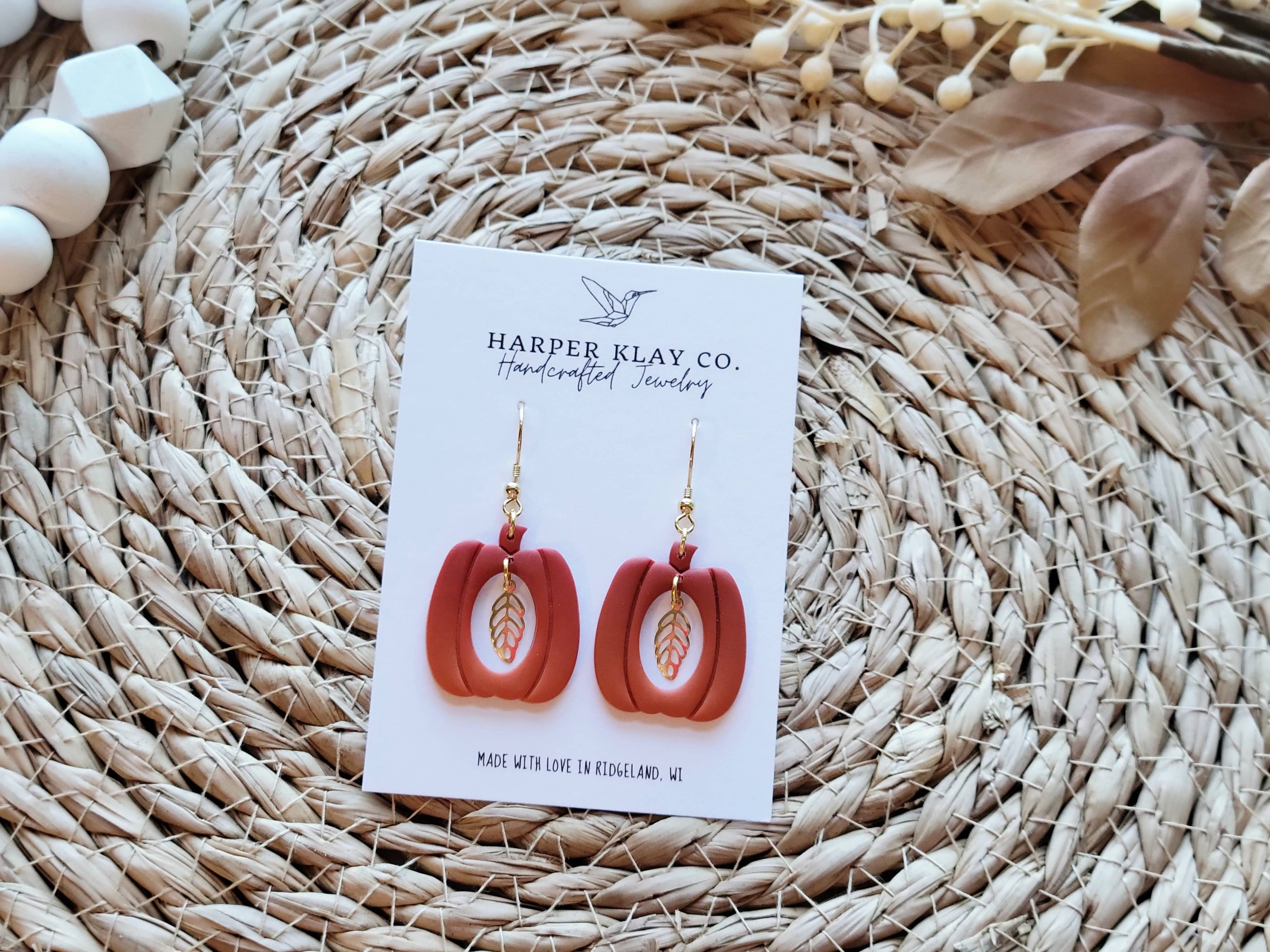 The Pumpkin Leaf Set- Polymer Clay Dangle Earrings