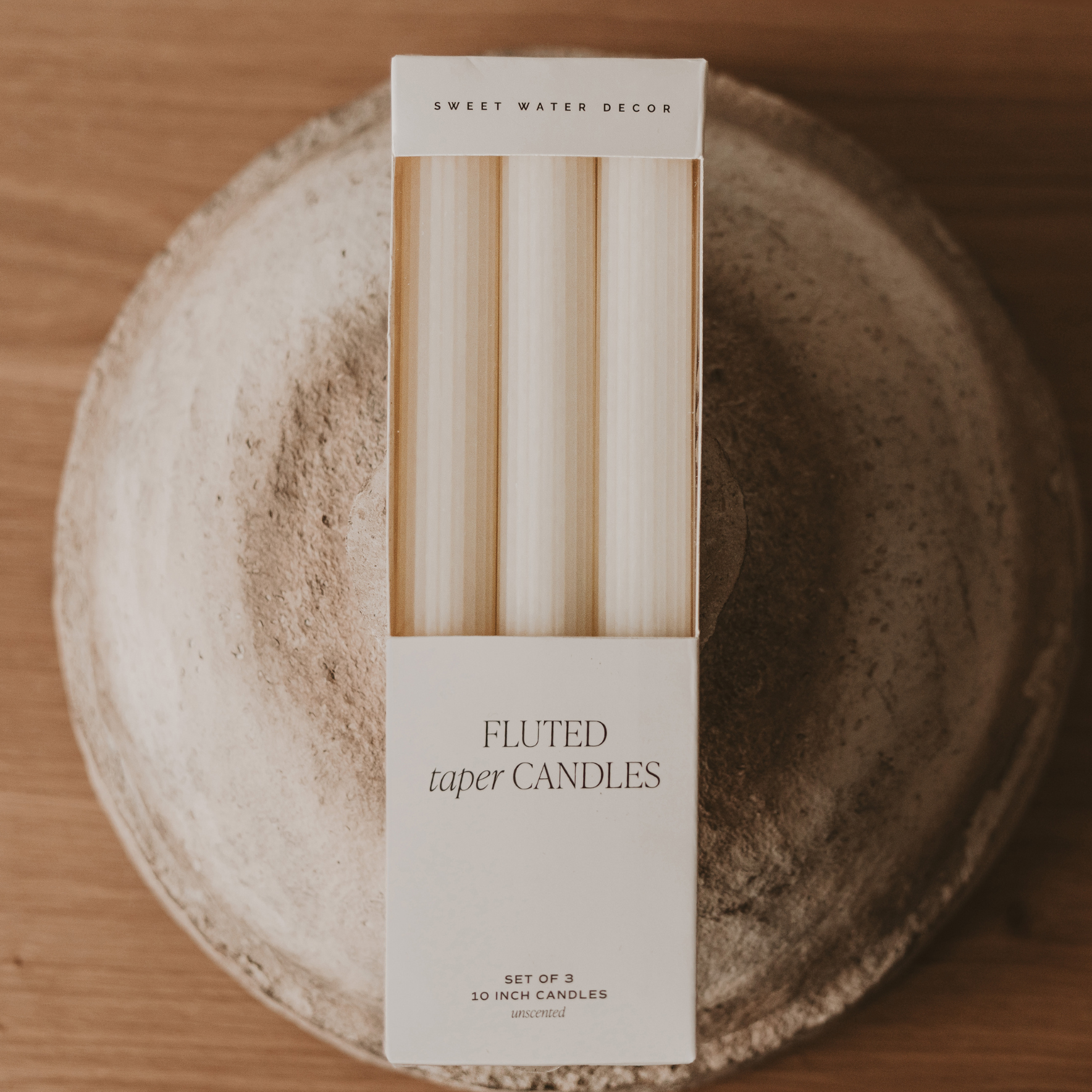 Fluted 10" Taper Candles, Set of 3