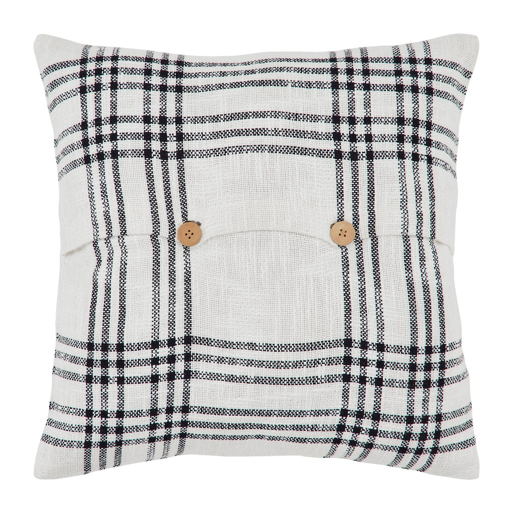 Black Plaid Fabric Pillow 18x18