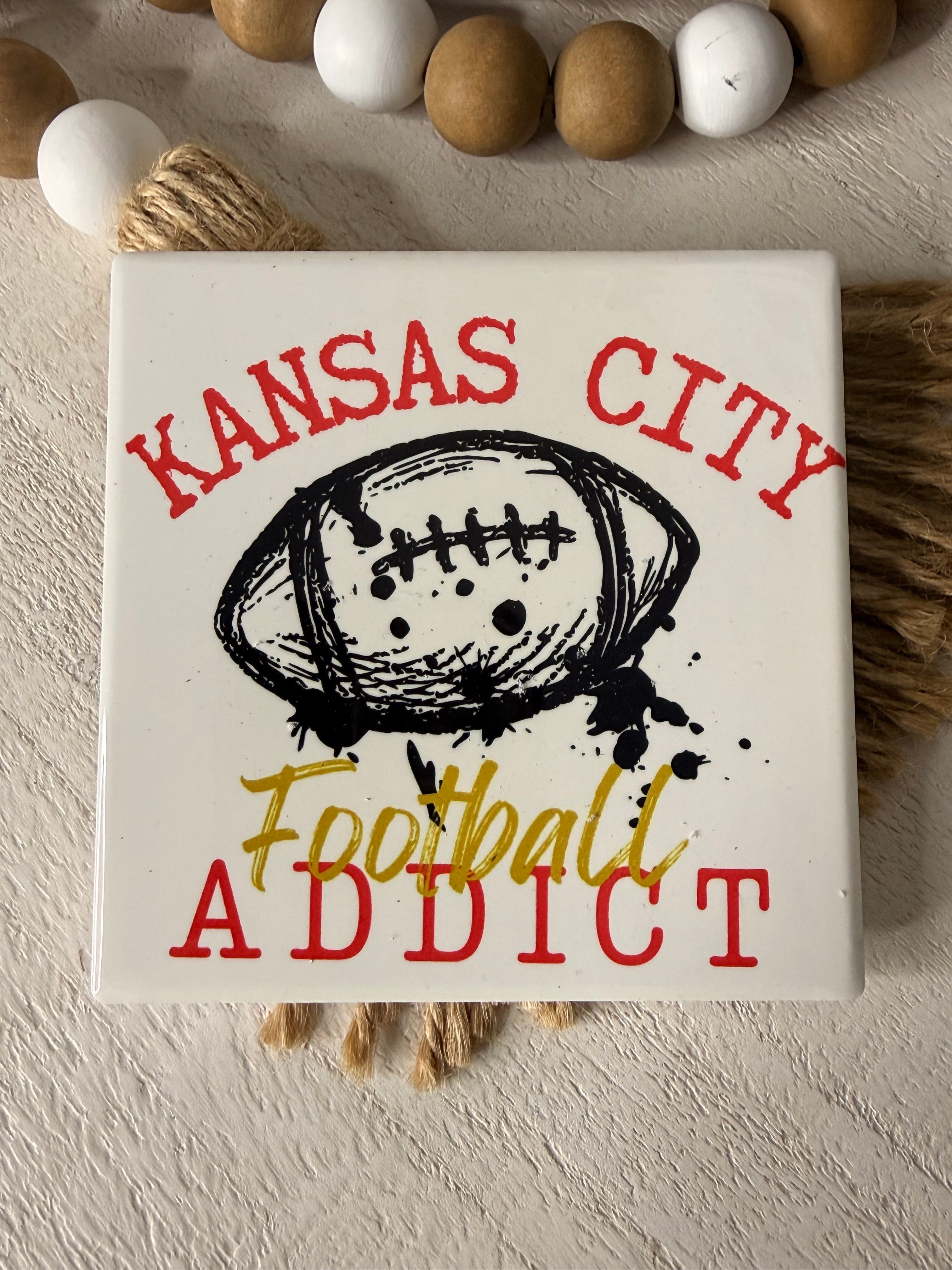 Kansas City Football Addict Ceramic Coaster