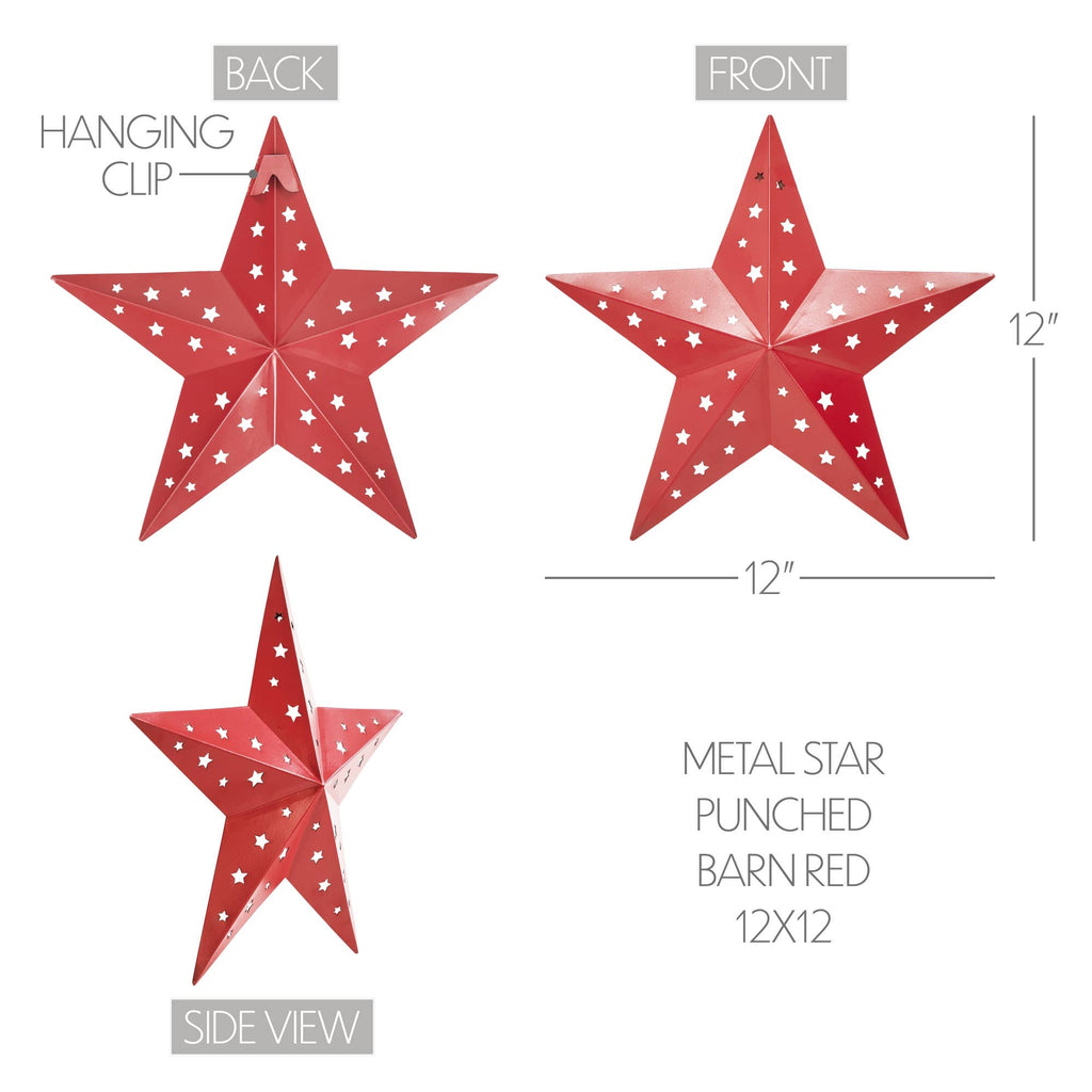 Metal Star Punched Barn Red 12x12