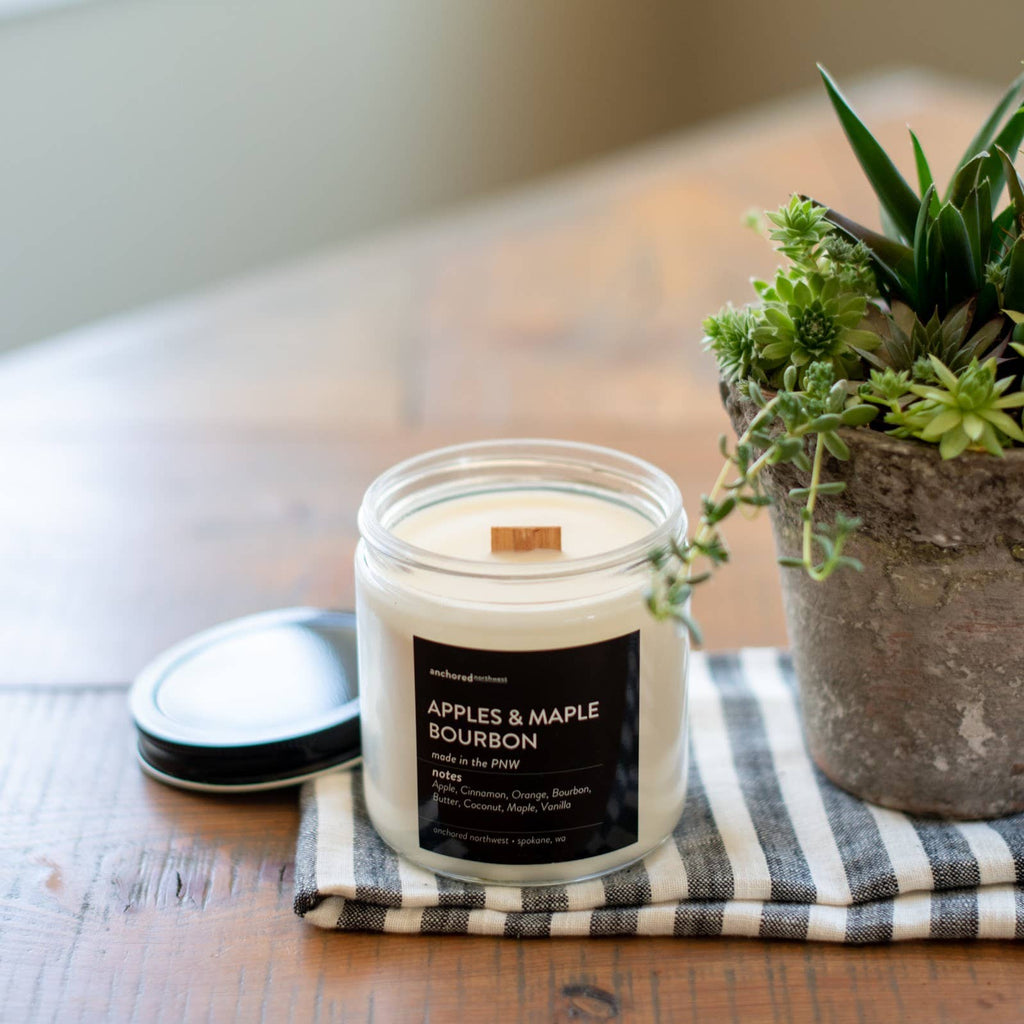 Apples & Maple Bourbon Large Wood Wick Soy Candle