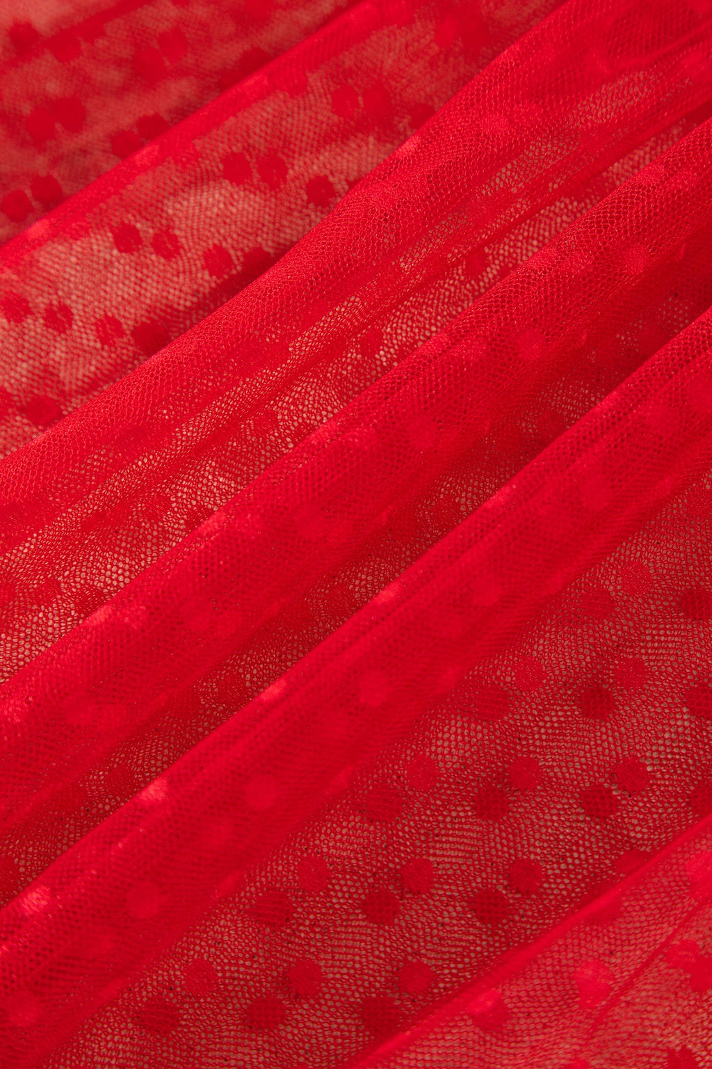 Fiery Red Tiered Tulle Smocked Bodice Puff Sleeve Dress