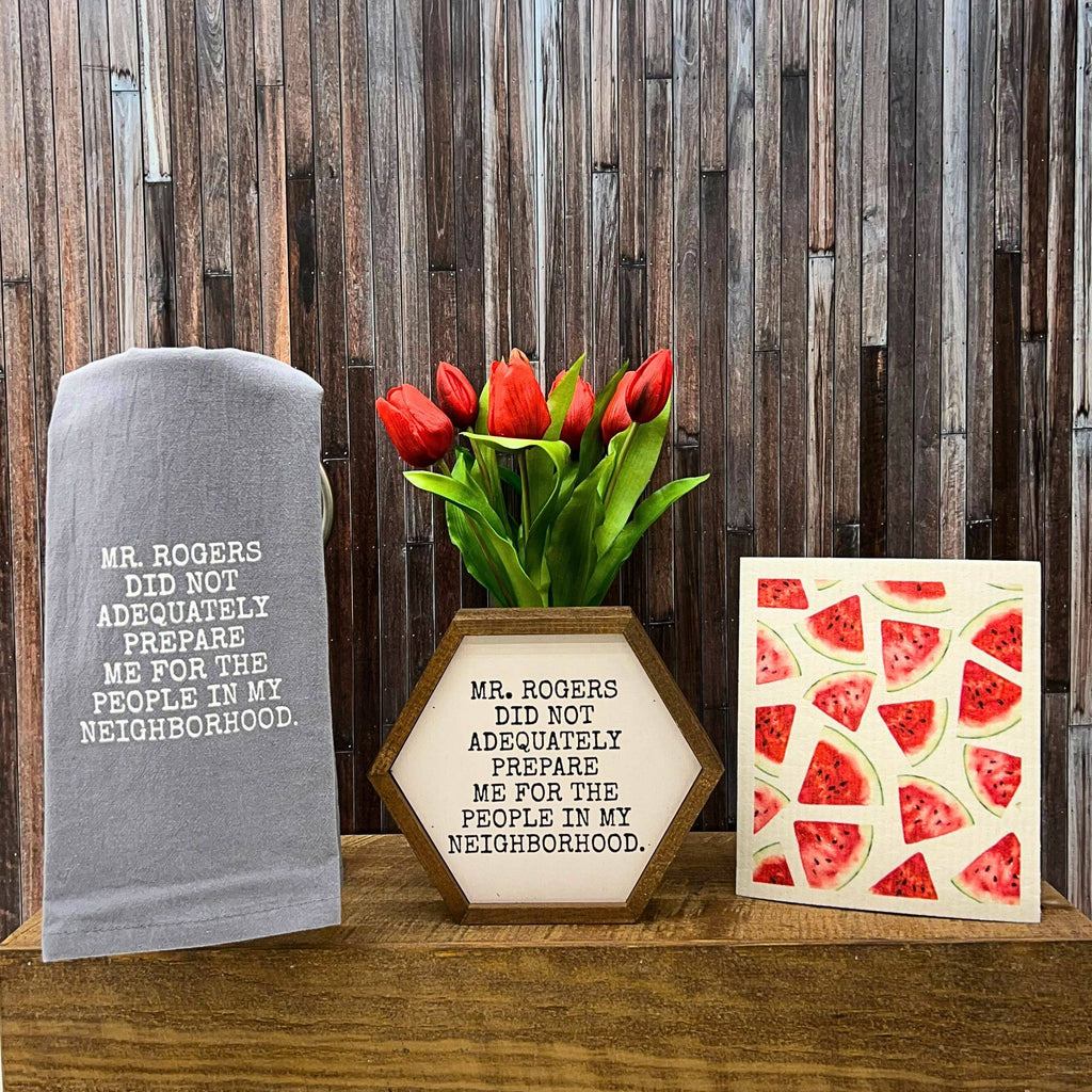 "Mr. Rogers Neighborhood" Hexagon Wood Sign