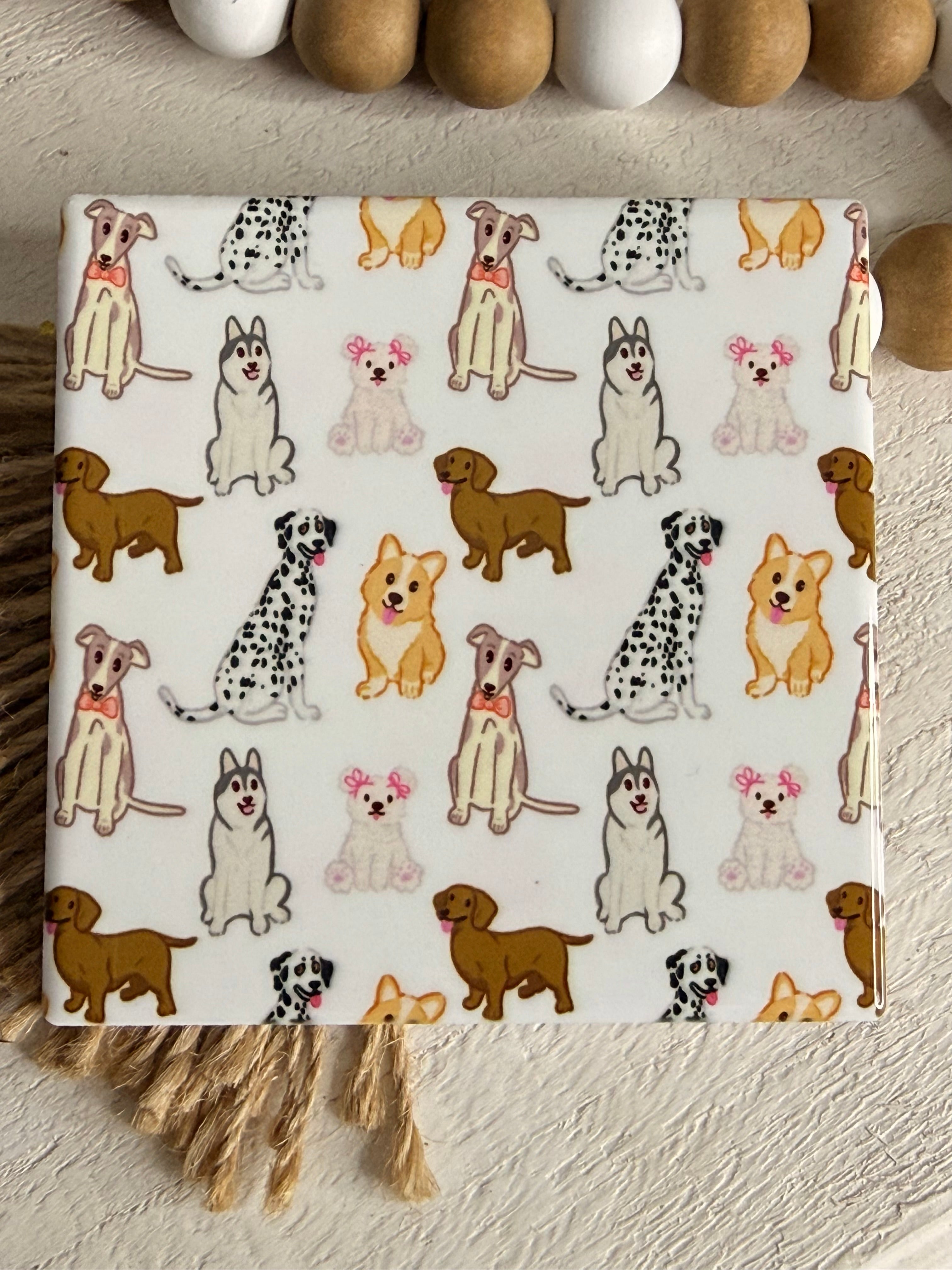Dogs Collage Ceramic Coaster