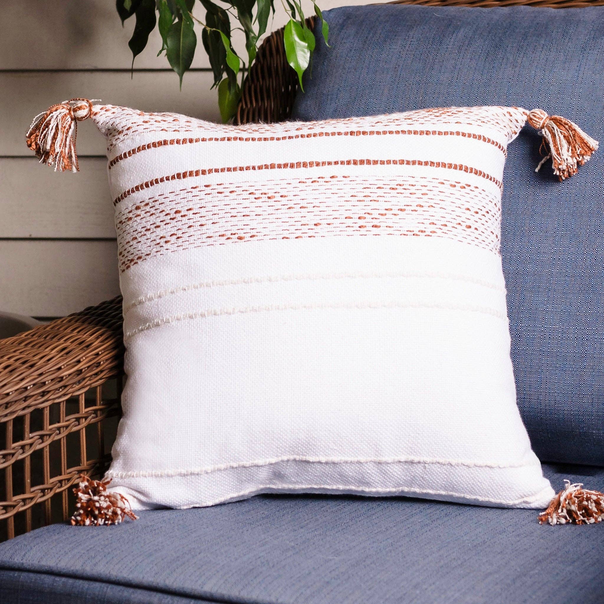 Tylanne 18X18" Handwoven Recycled Outdoor Throw Pillow