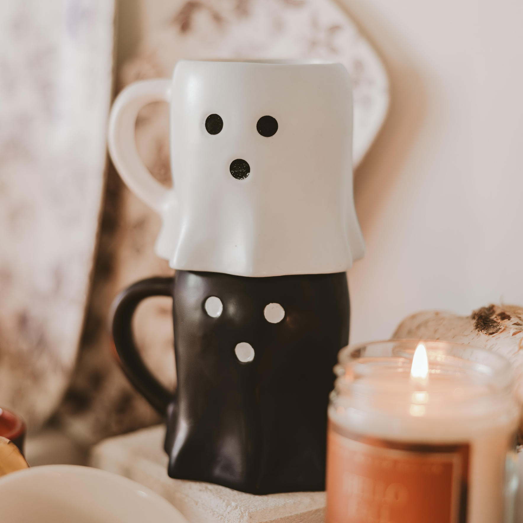 Black Ghost Coffee Mug - Halloween Decor & Gifts